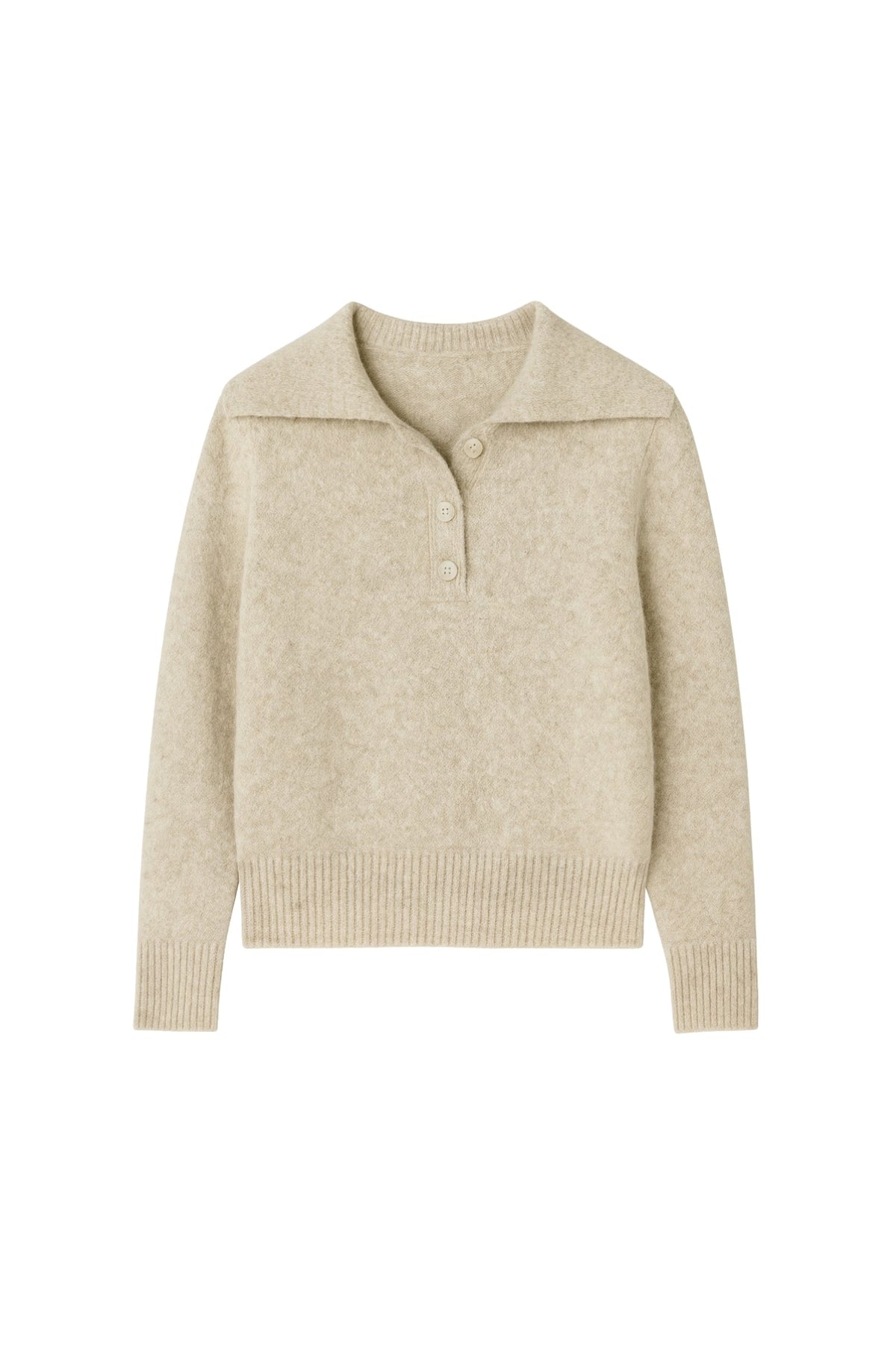 Polo Yaka Düğmeli Triko Kazak - Bordo