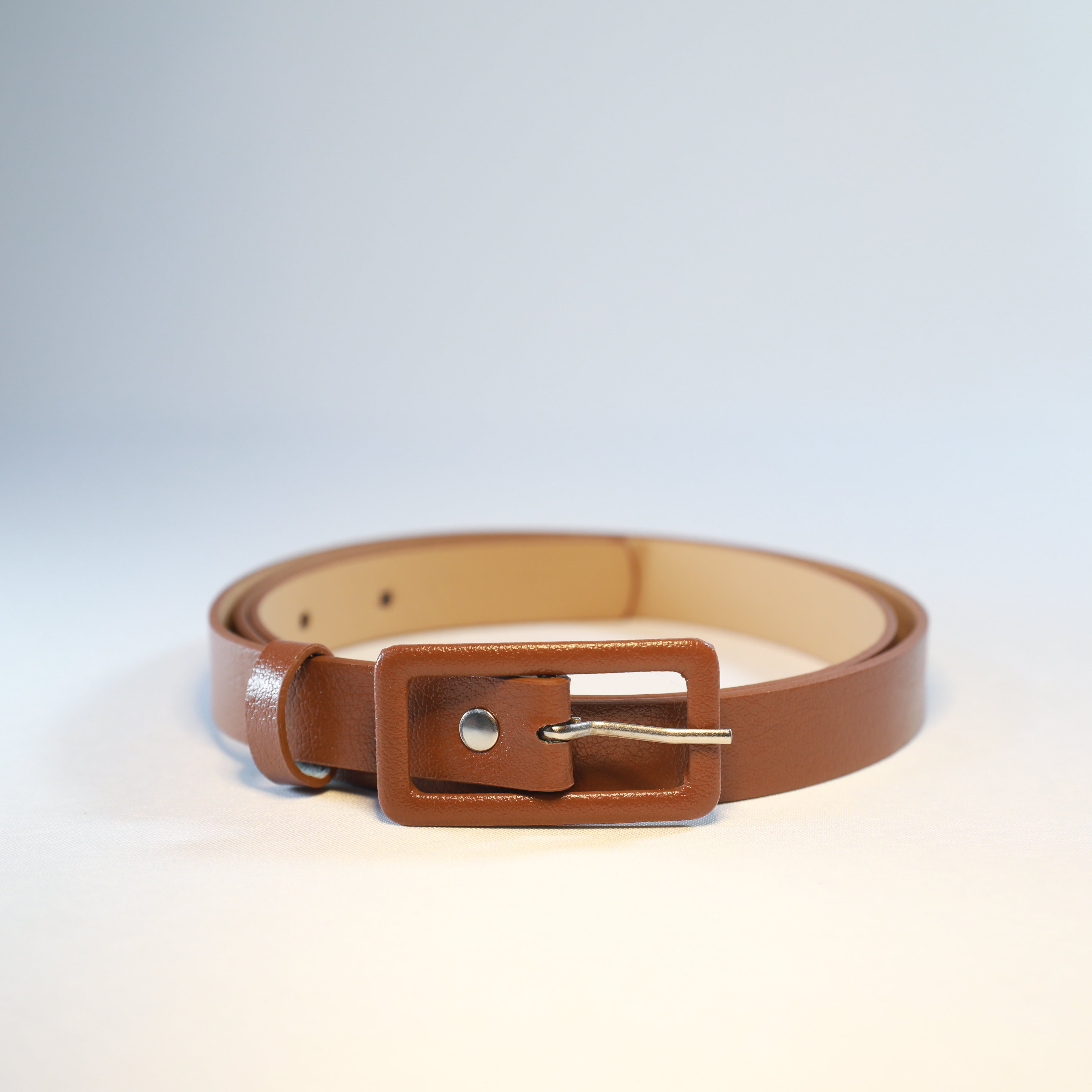 Rectangular Plated Buckle Women's Belt