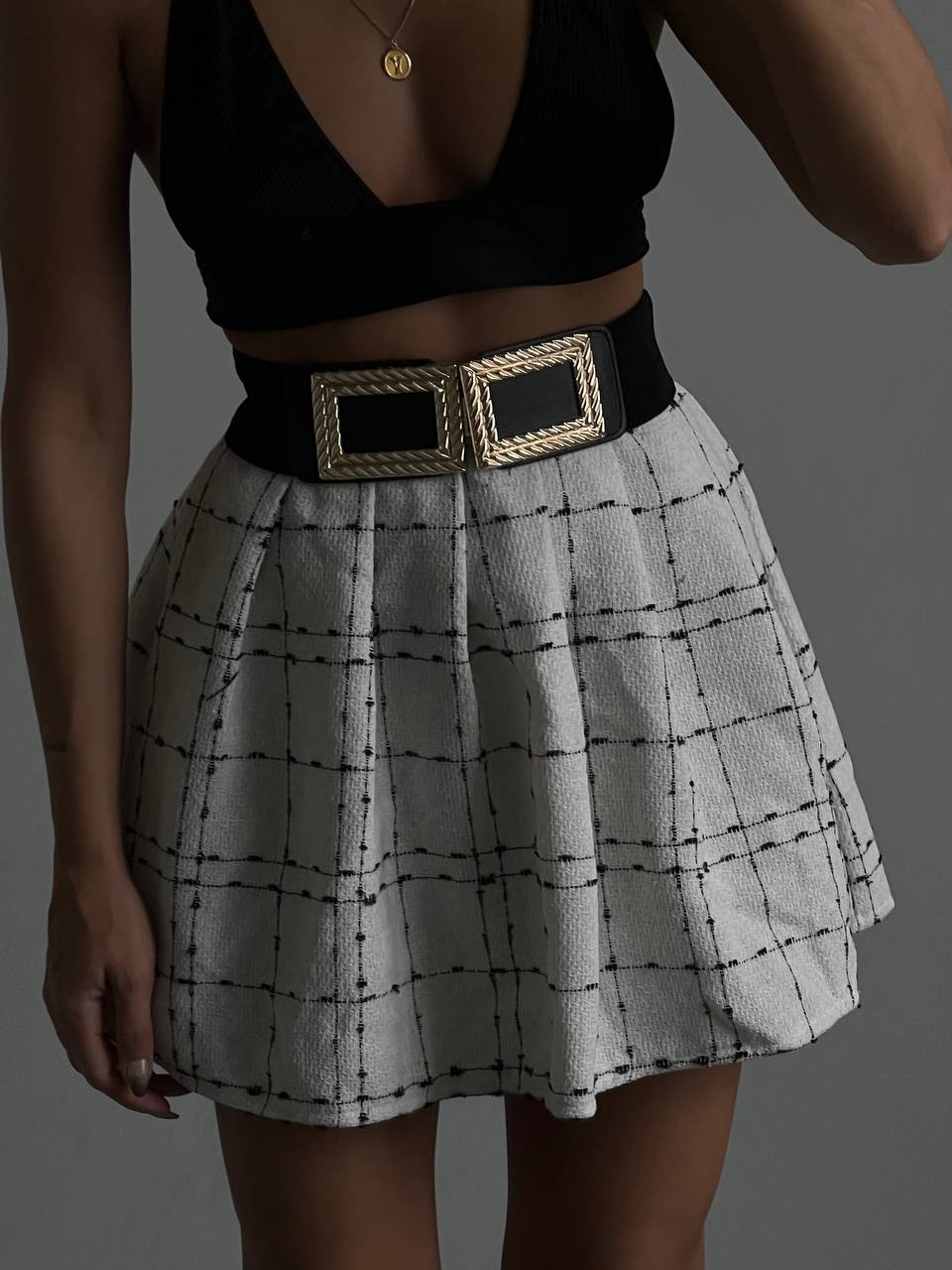 Gold Buckle Elastic Women's Belt