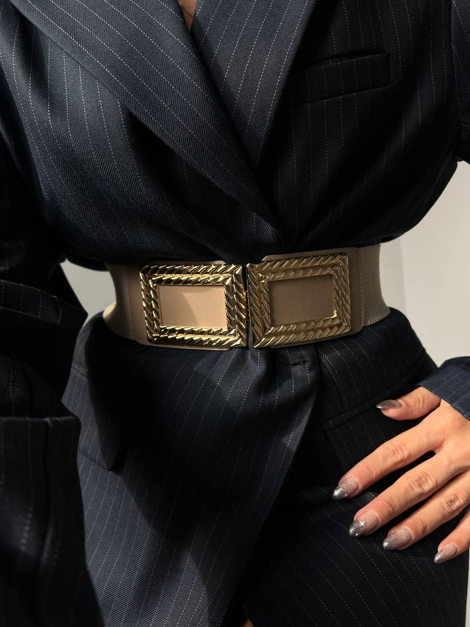 Gold Buckle Elastic Women's Belt