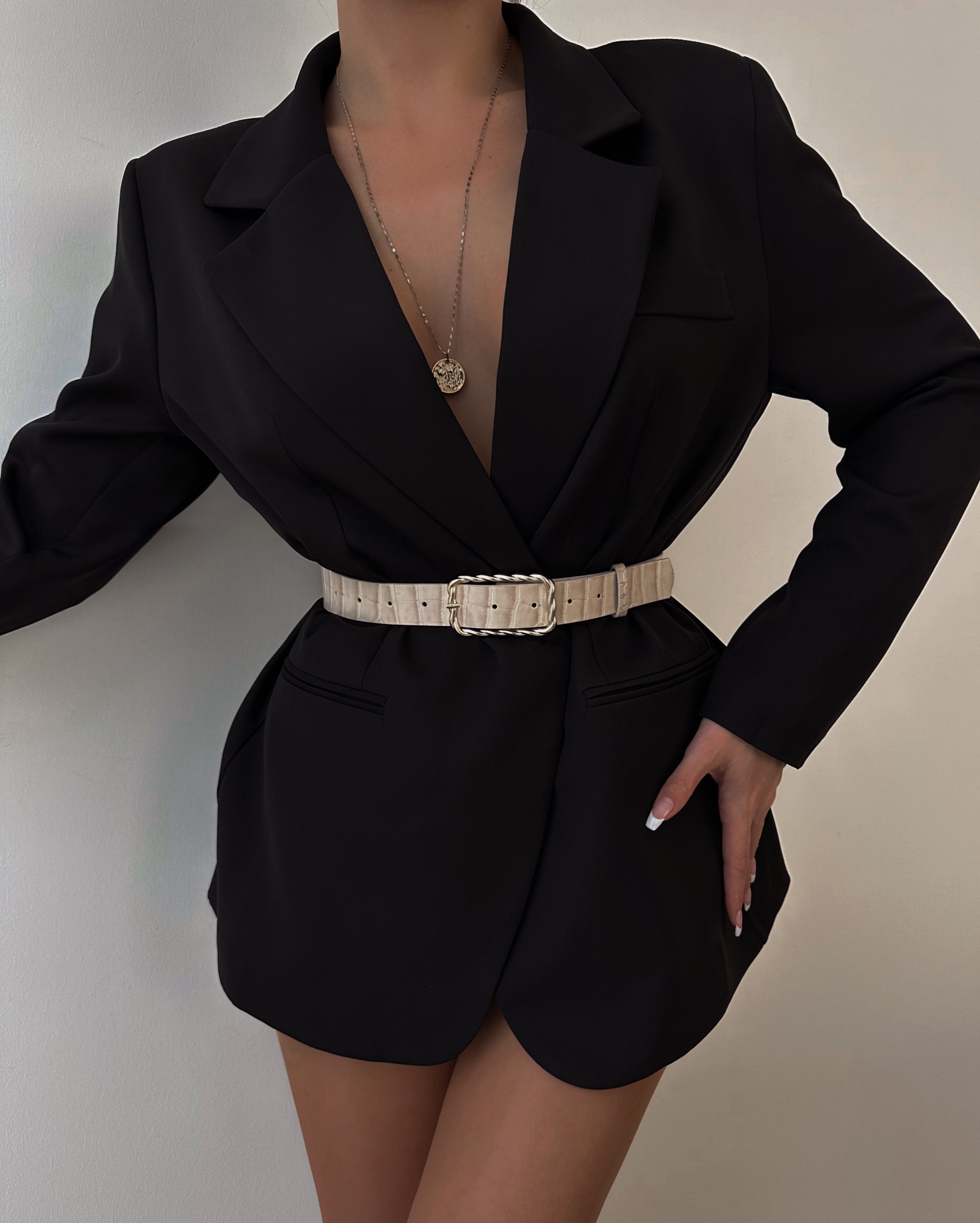 Crocodile Leather Buckle Women's Belt