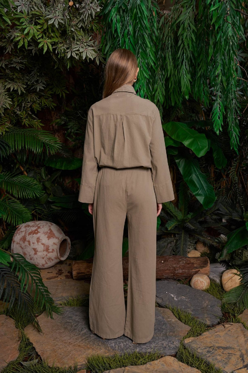 Palazzo Keten Pantolon - Yeşil - (S-XL) - 3