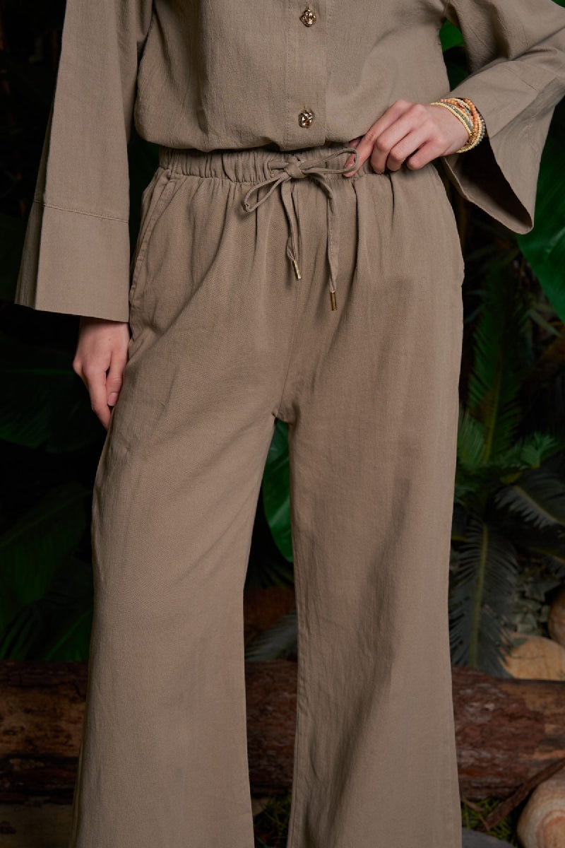 Palazzo Keten Pantolon - Yeşil - (S-XL) - 5