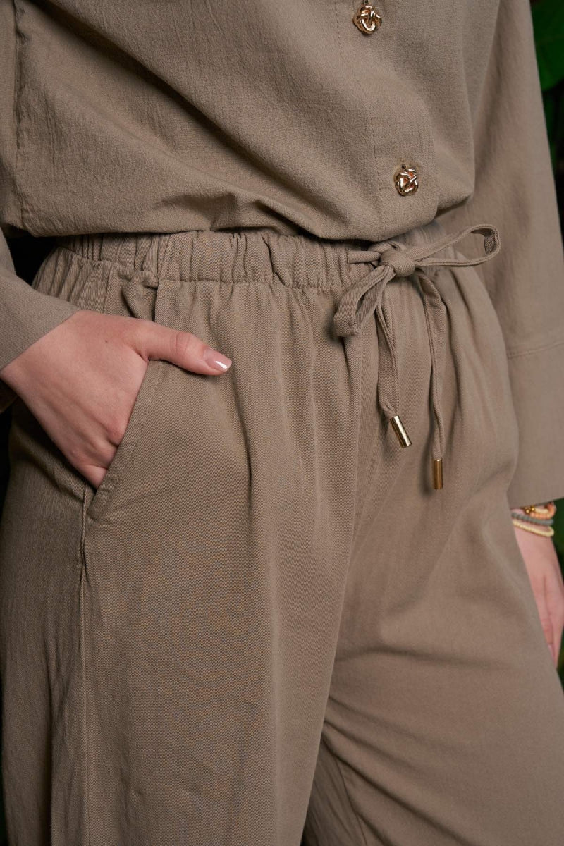Palazzo Keten Pantolon - Yeşil - (S-XL) - 6