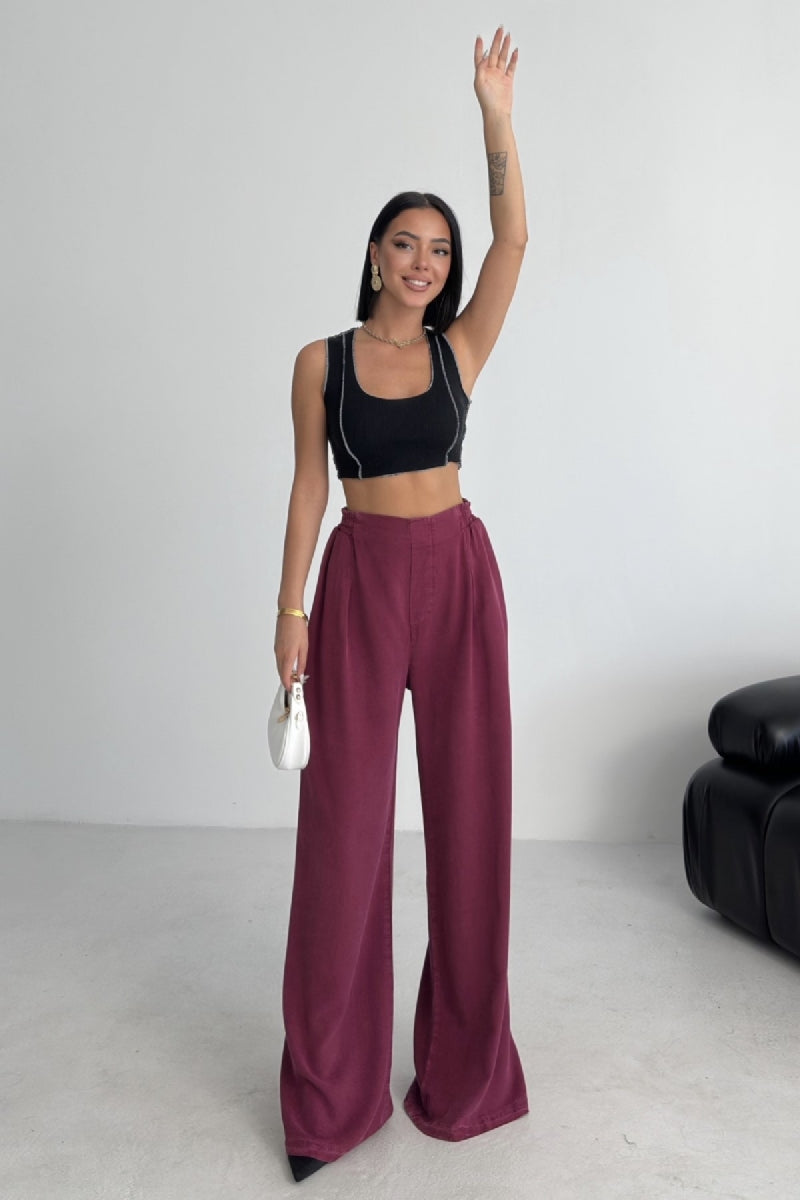Relax Keten Pantolon - Gül Kurusu - (S-XL) - 2