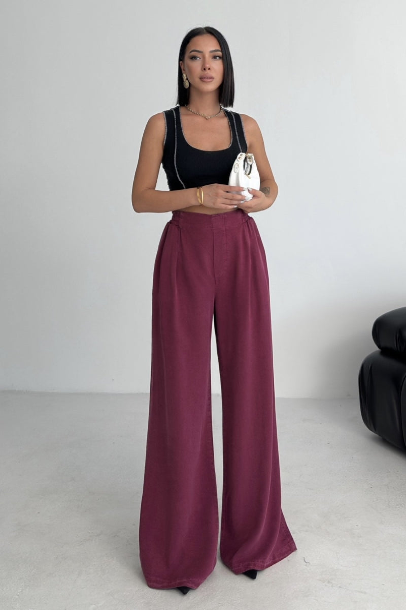 Relax Keten Pantolon - Gül Kurusu - (S-XL) - 4