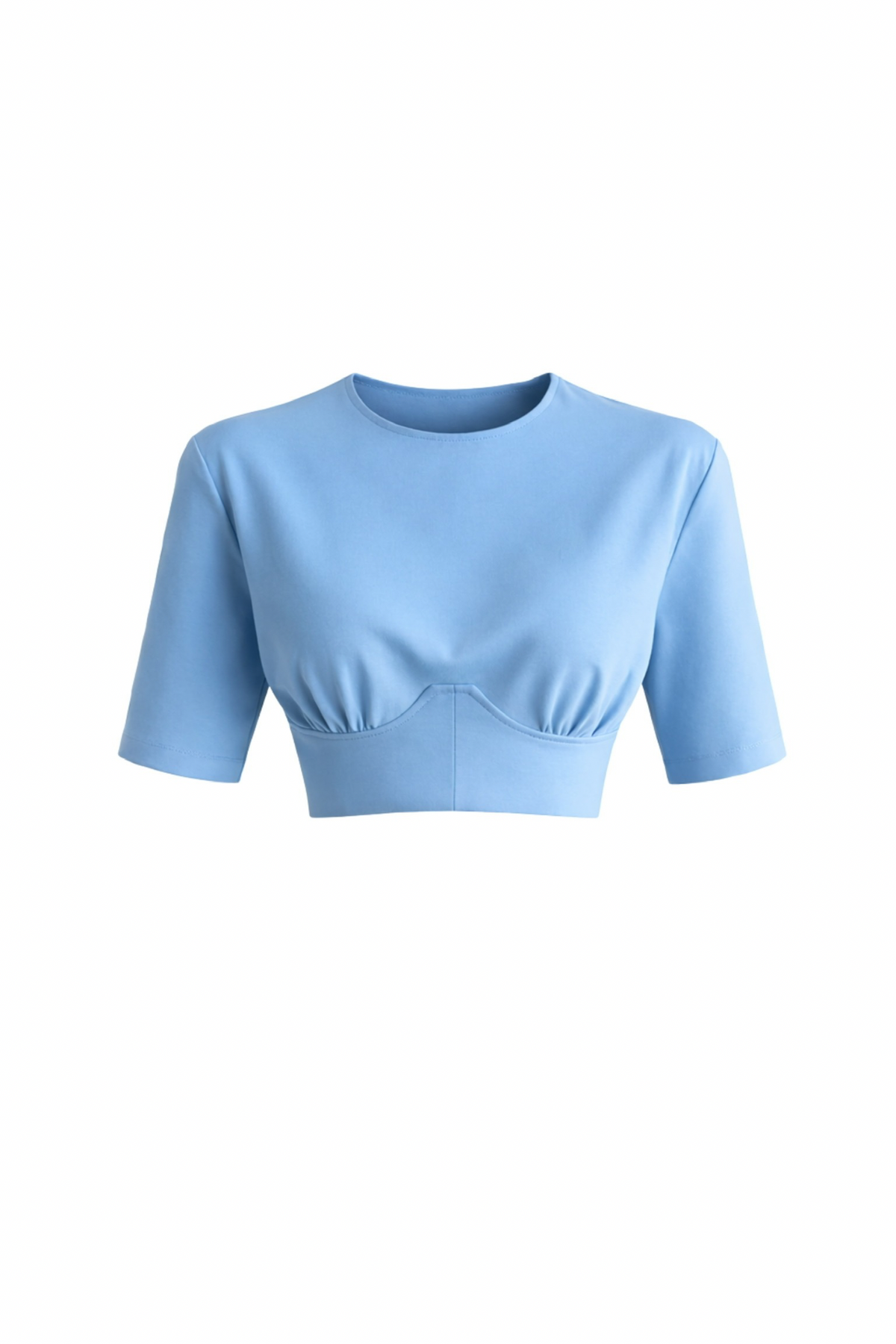 Bel Oturtmalı Crop T-Shirt - Kahverengi