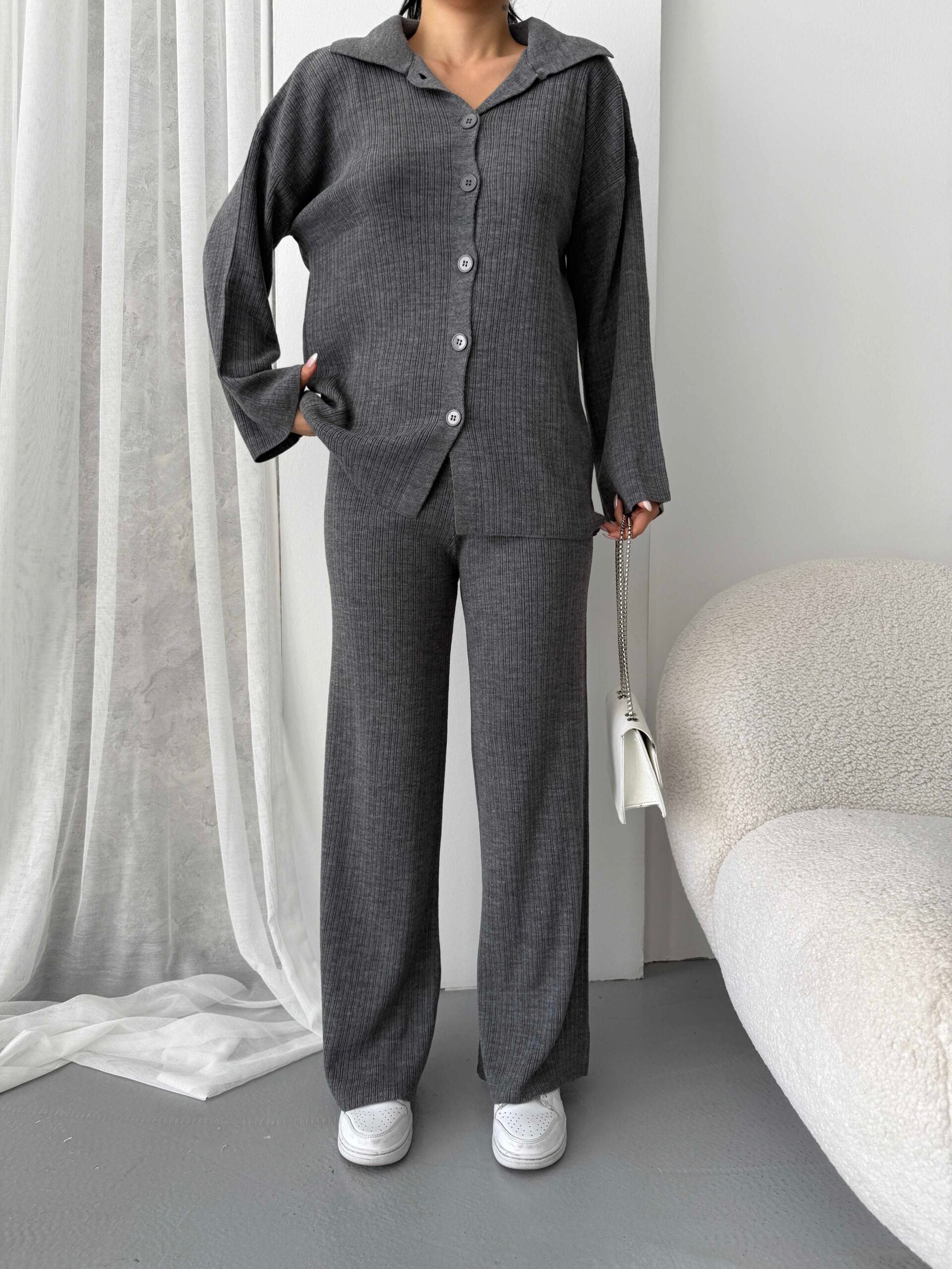 Çizgili Gündelik Zarif Tesettür Takım 1554