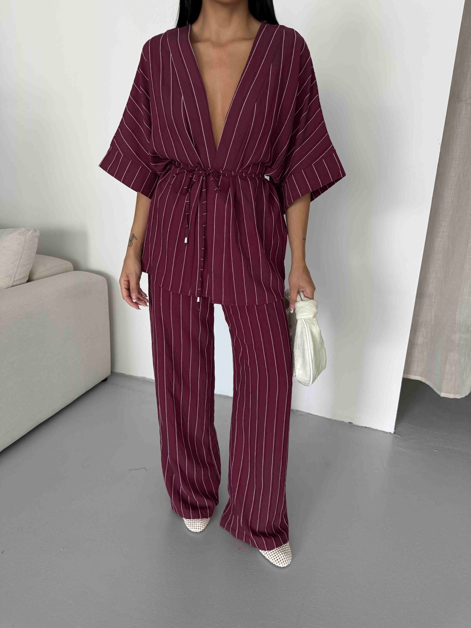 Çizgili Kimono Takım
