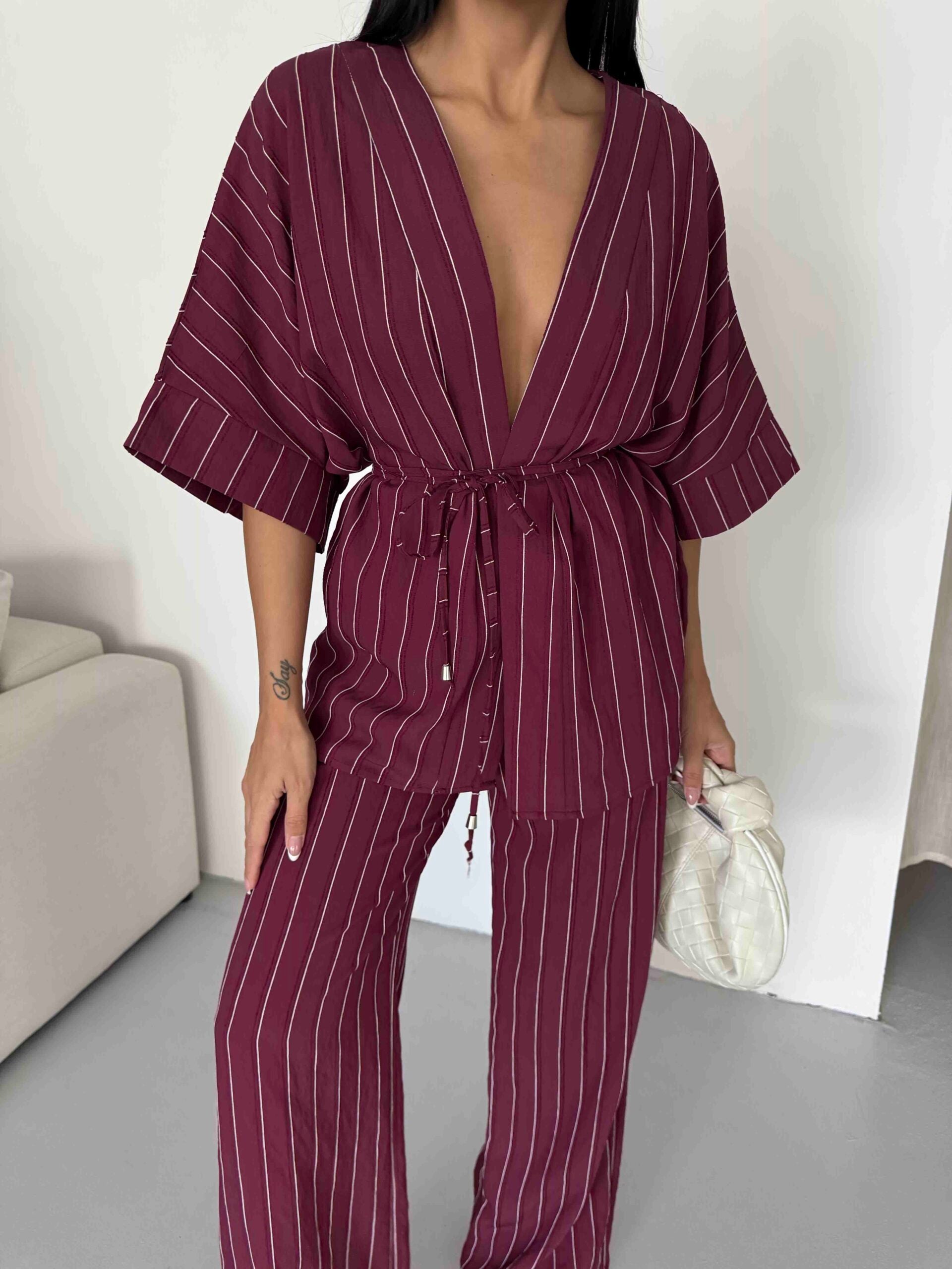 Çizgili Kimono Takım