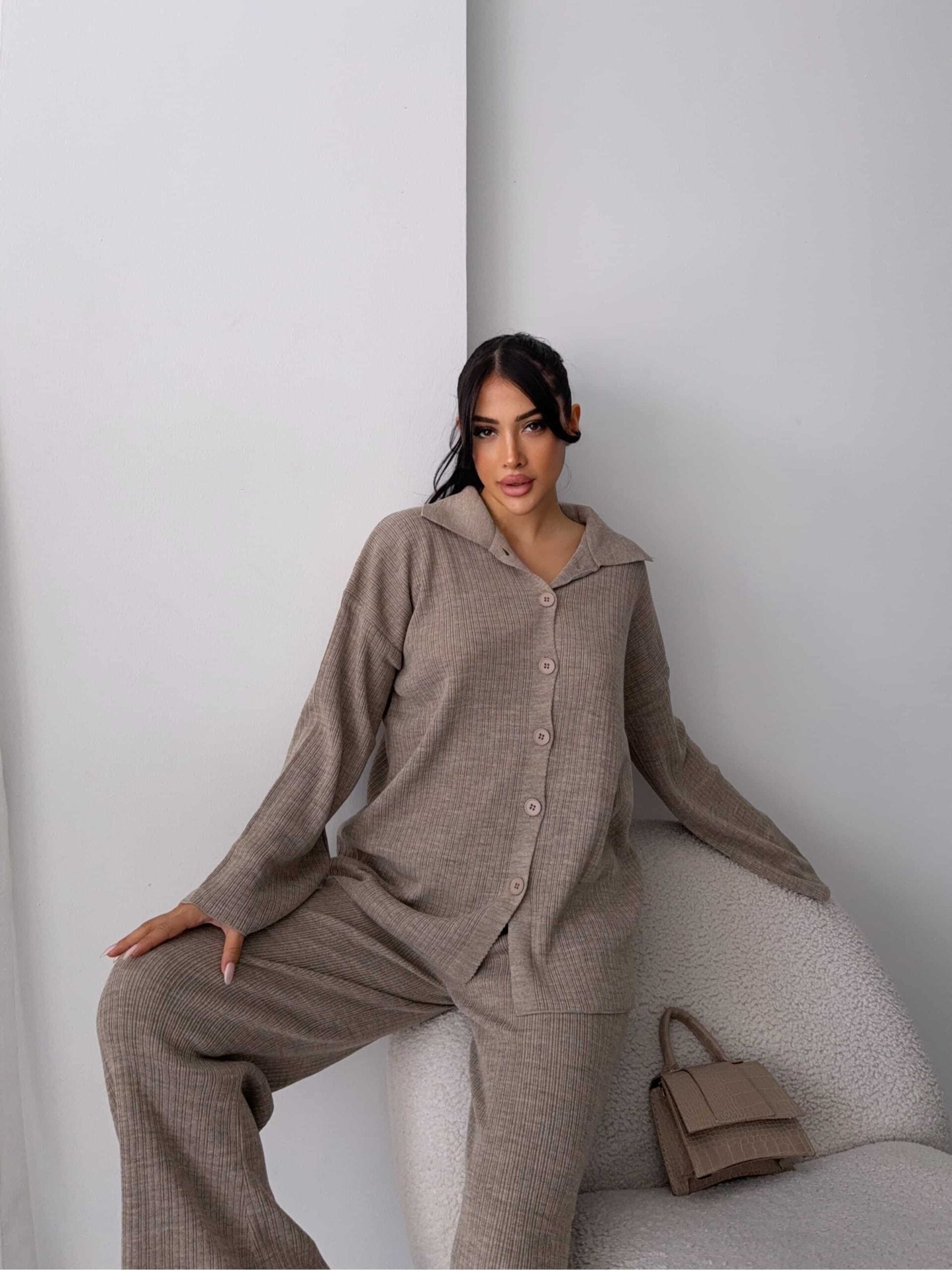 Çizgili Gündelik Zarif Tesettür Takım 1554