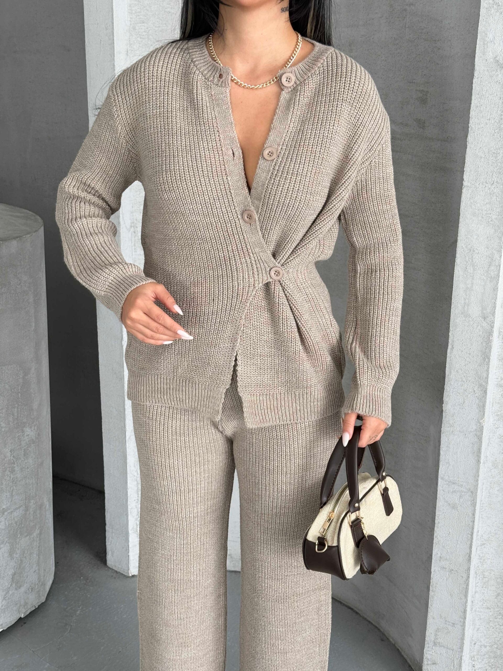 Düğme Detay Triko Takım 1565