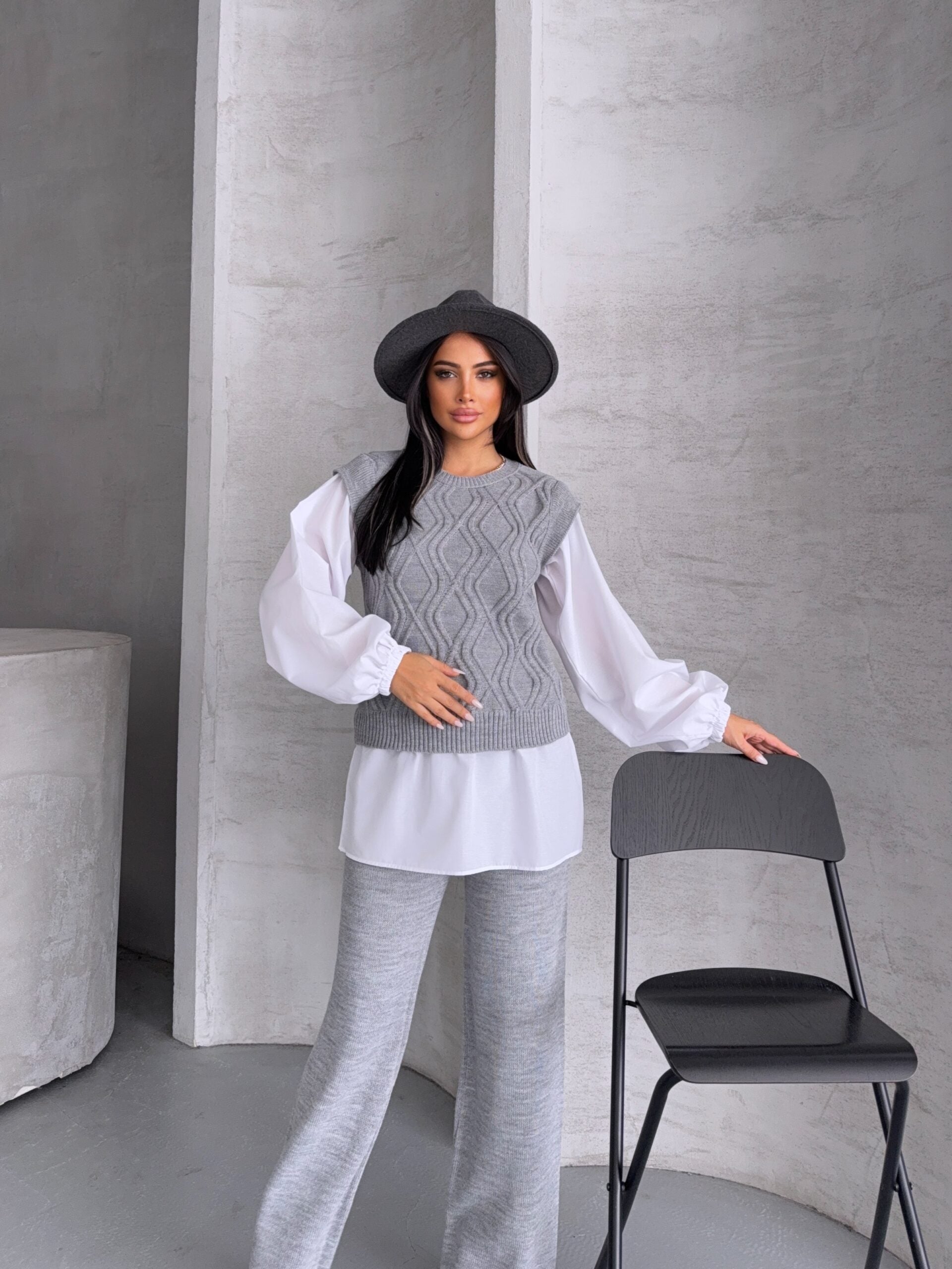 Gömlek Detay Triko Takım 1561