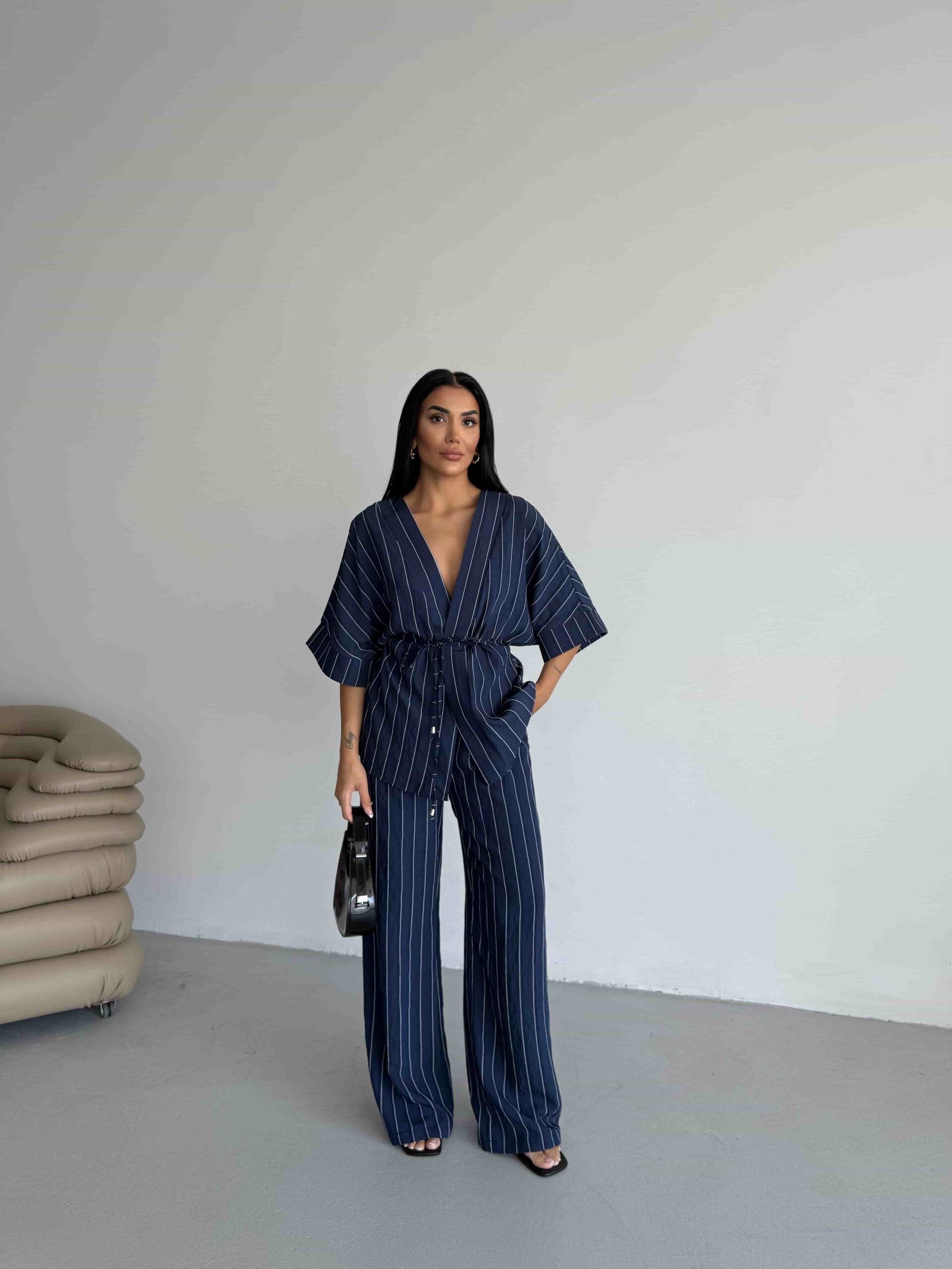 Çizgili Kimono Takım 2517