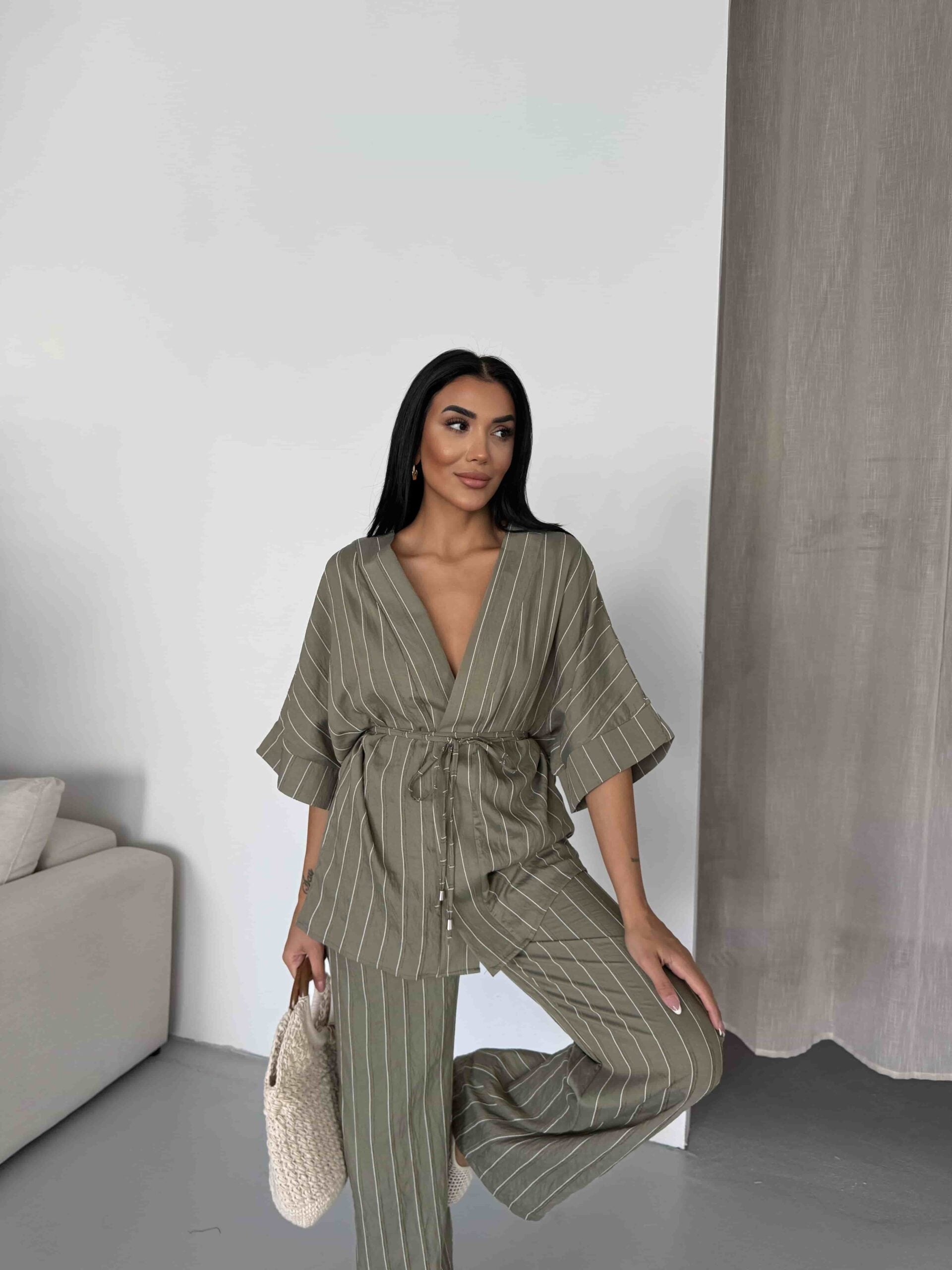 Çizgili Kimono Takım