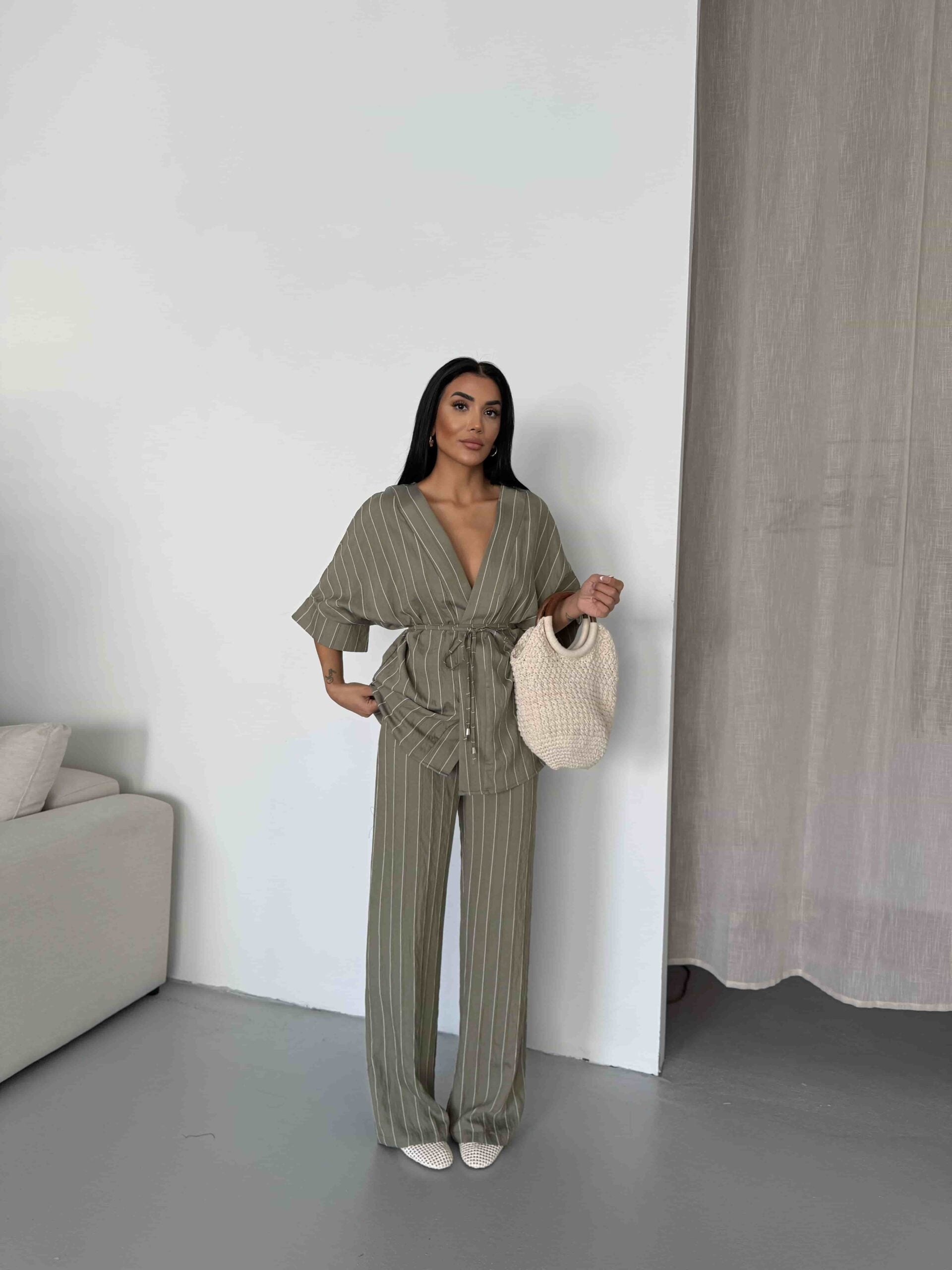 Çizgili Kimono Takım