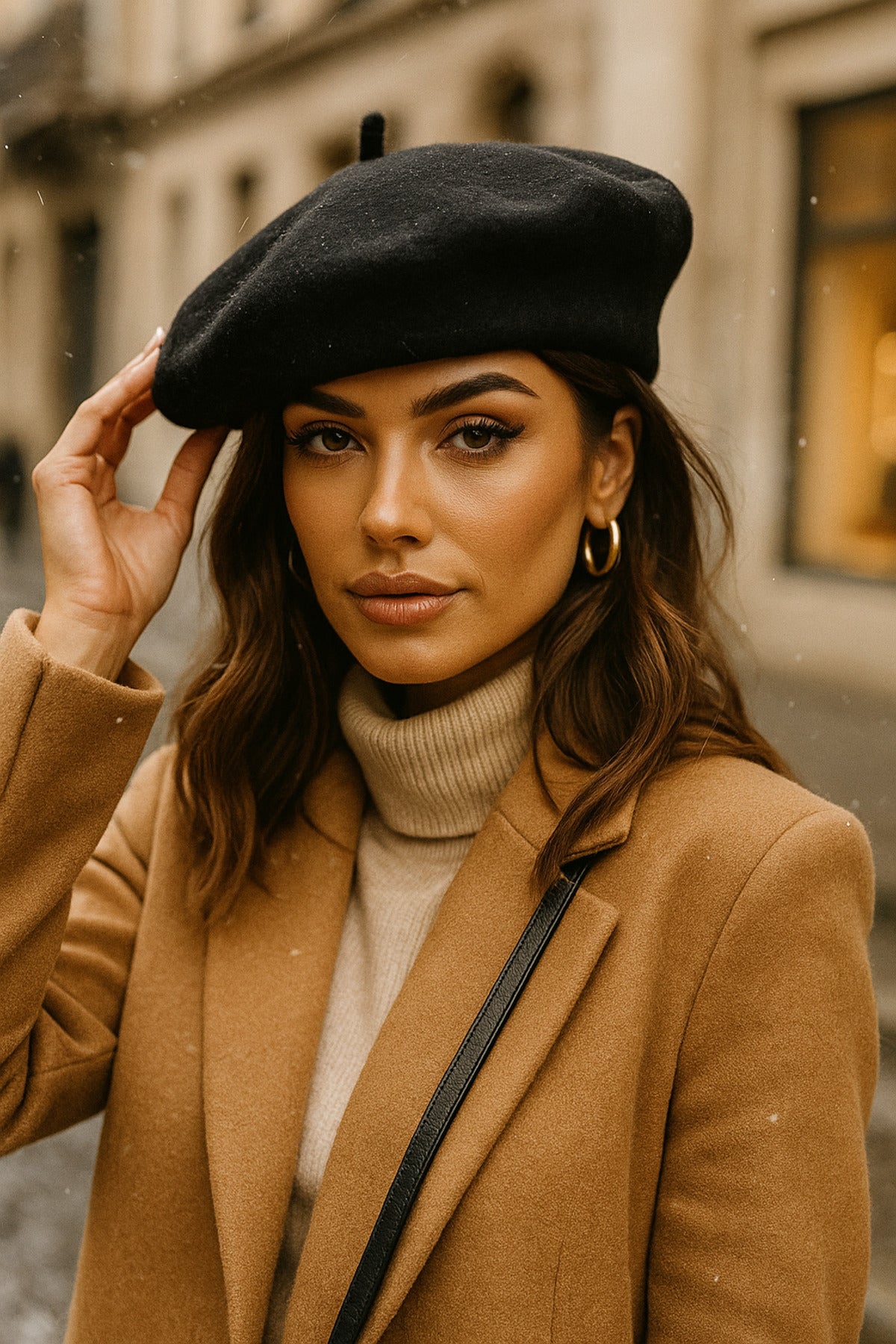 Siyah Fransız Keçe Ressam Bere Şapka Bere1101