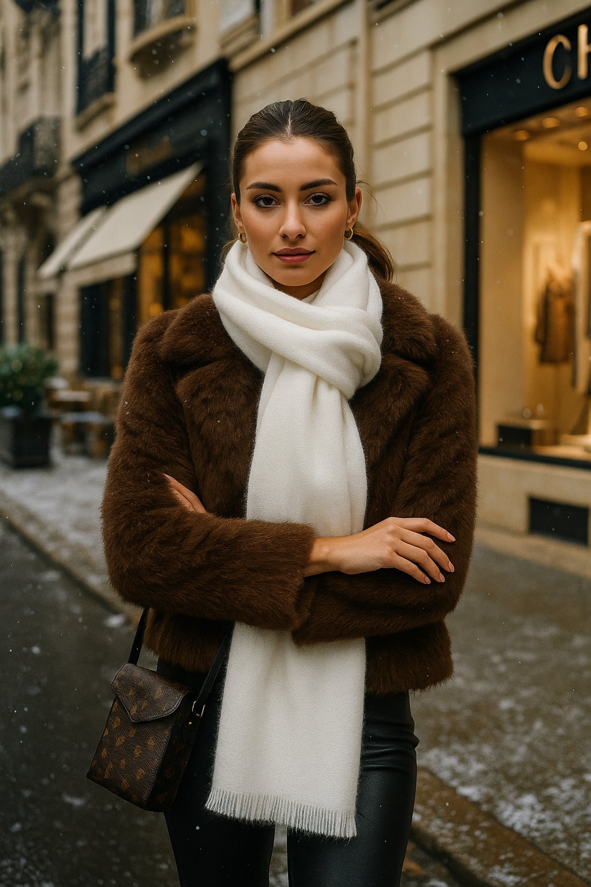 Ekru Yumuşak Dokulu Kalın Şal 70x180 Cm Sal1206