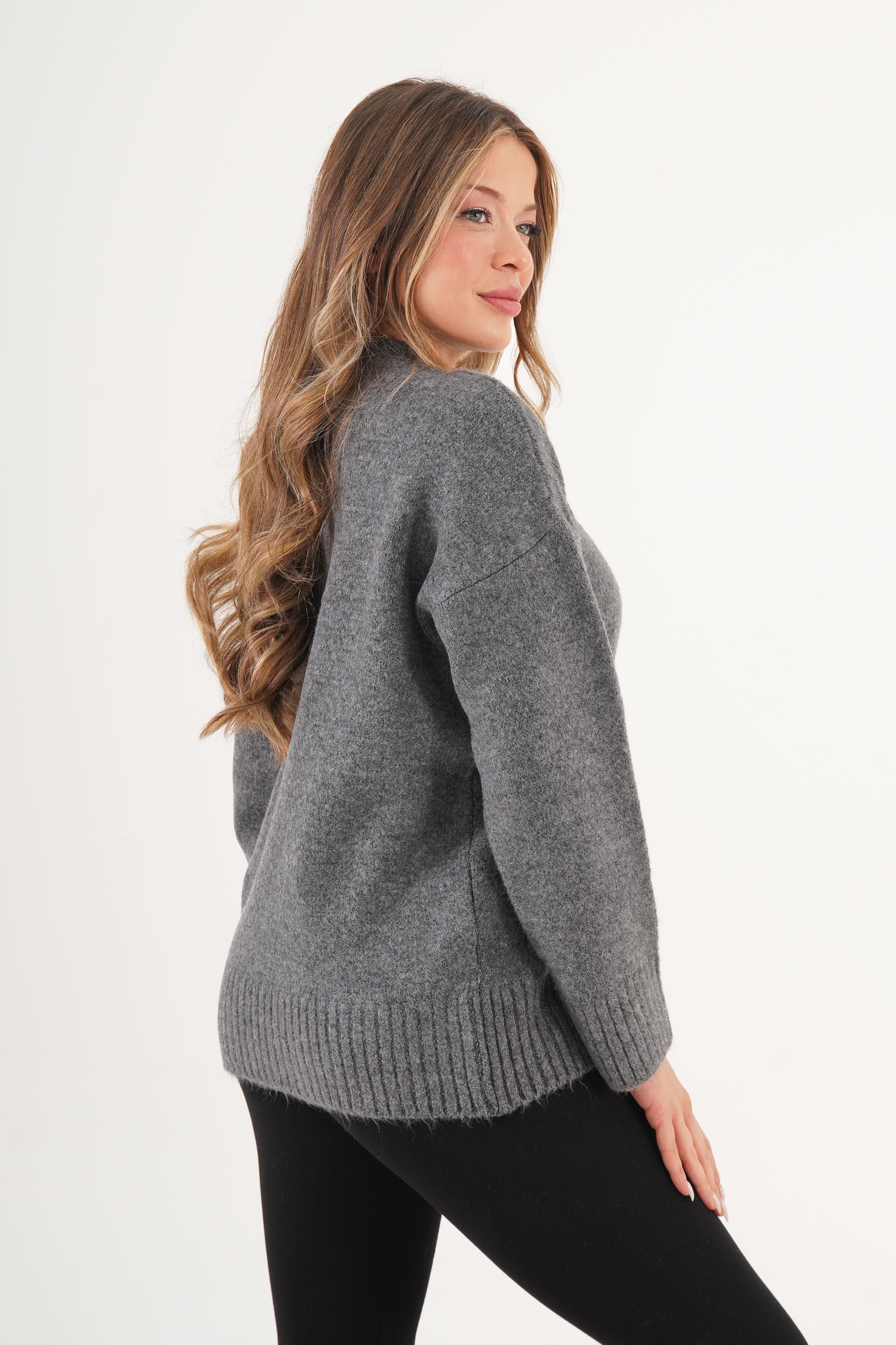 Ribana Detaylı Basic Toptan Antrasit Kazak