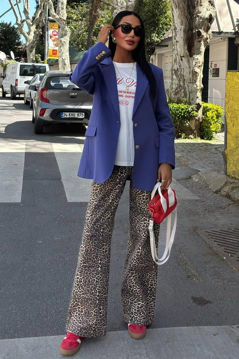 Agnes Blazer Keten Ceket  6105 İNDİGO L