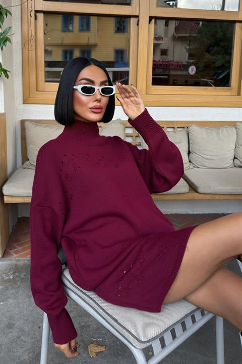 Ajur Detaylı Balıkçı Yaka Triko Takım 10256