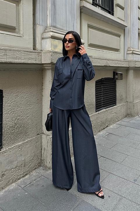 Aleksandra Palazzo Pantolon Takım 9964 MULTİ L