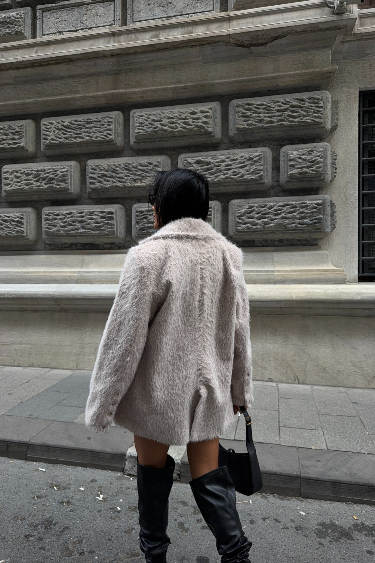 ALPAKA KAŞE CEKET BOYFREND - Bej