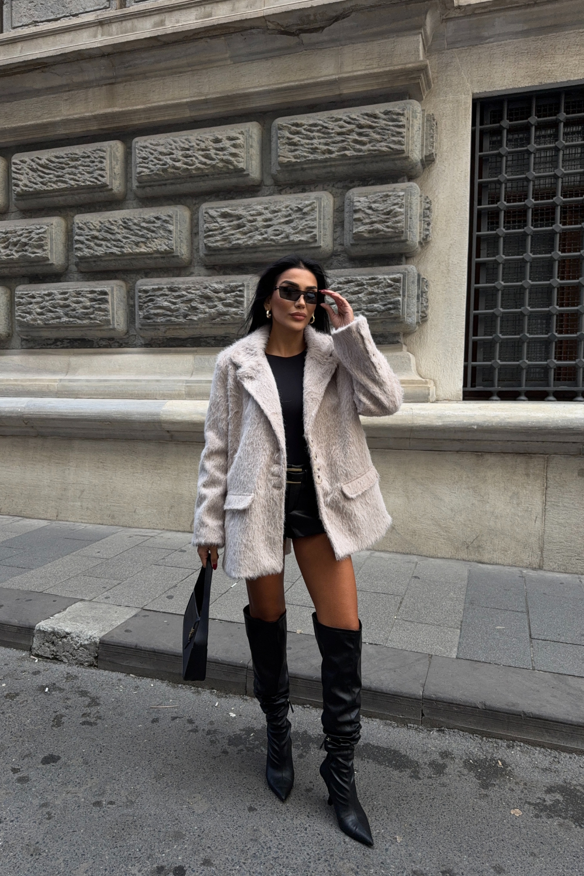 ALPAKA KAŞE CEKET BOYFREND - Bej