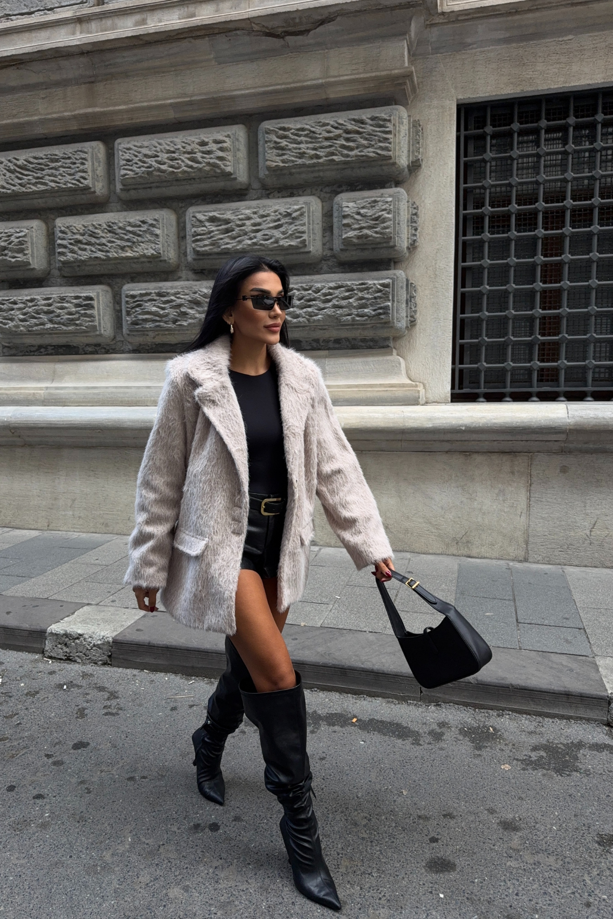 ALPAKA KAŞE CEKET BOYFREND - Bej