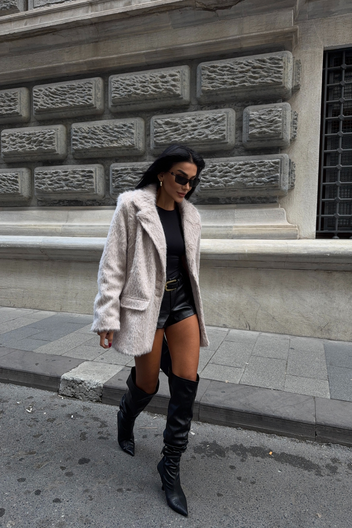 ALPAKA KAŞE CEKET BOYFREND - Bej