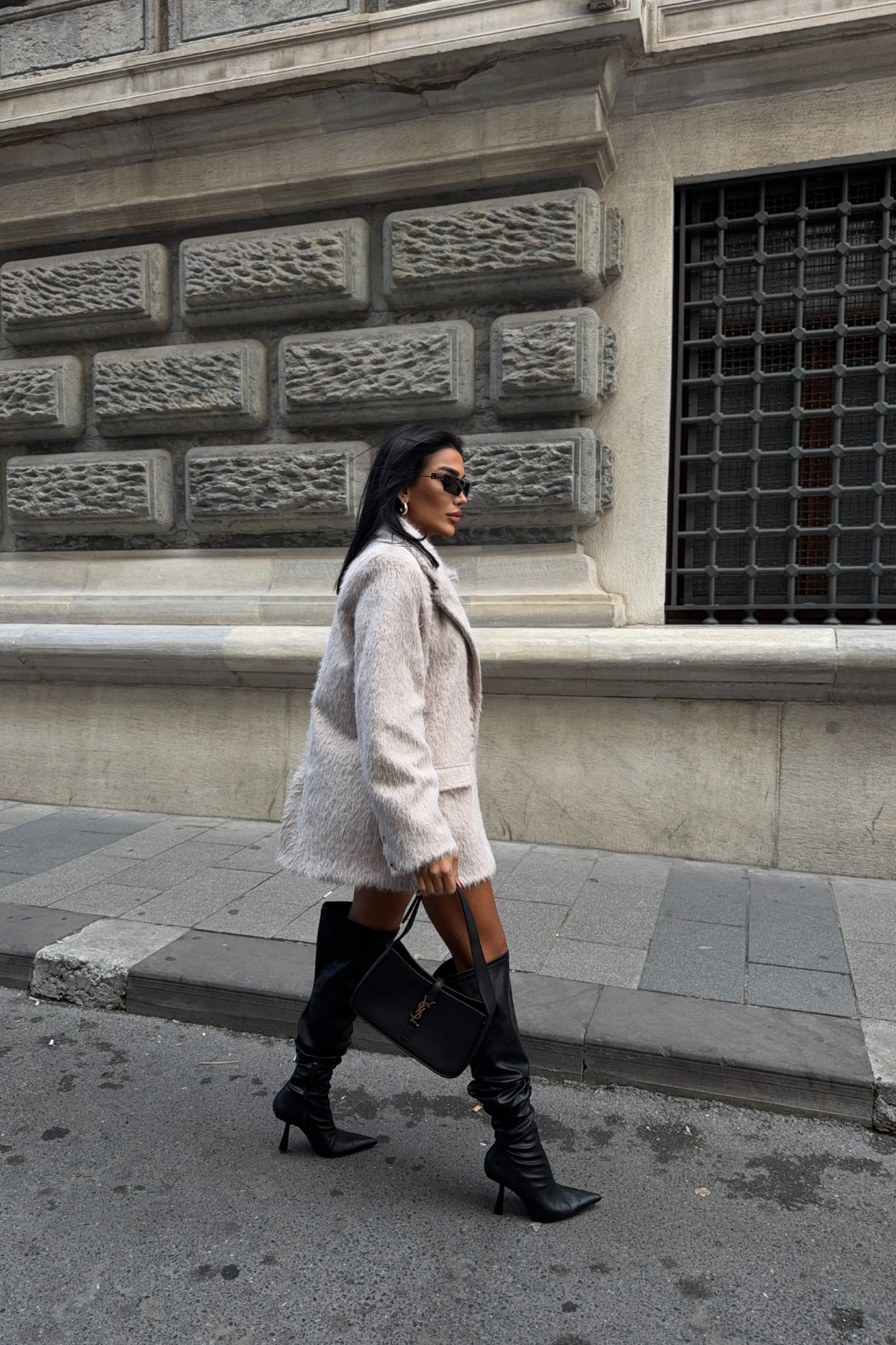 ALPAKA KAŞE CEKET BOYFREND - Bej