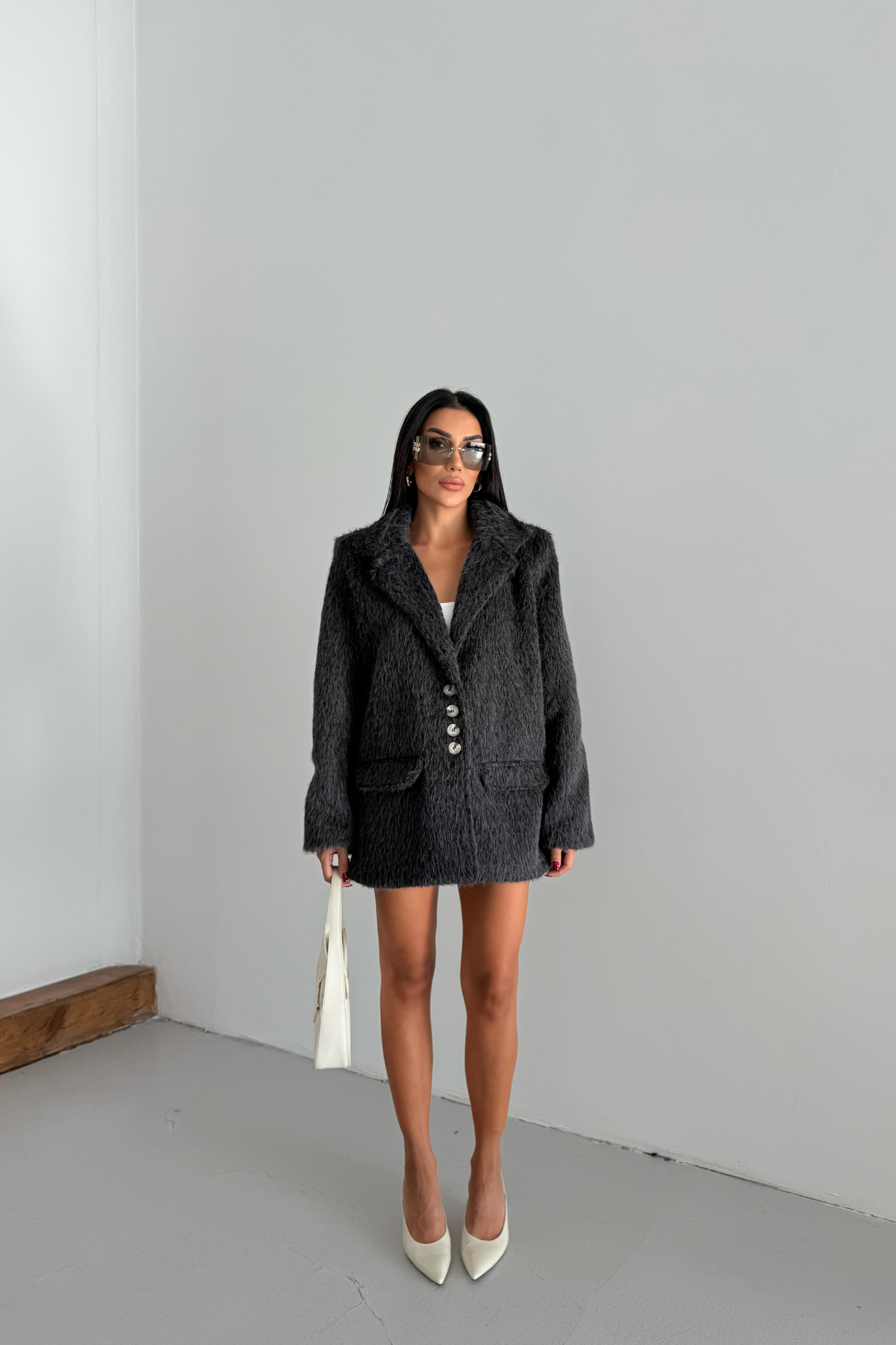 ALPAKA KAŞE CEKET BOYFREND - Siyah