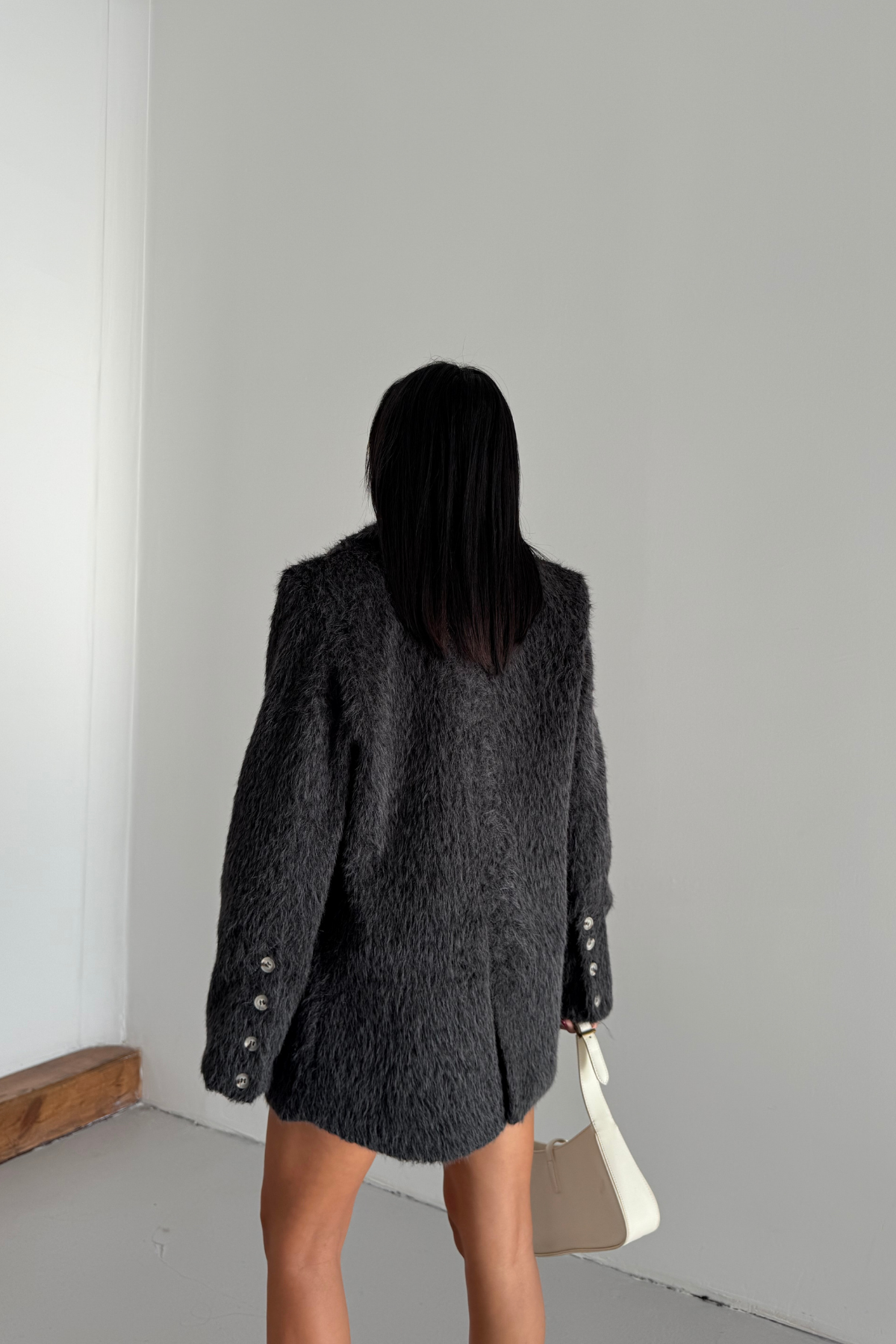 ALPAKA KAŞE CEKET BOYFREND - Siyah