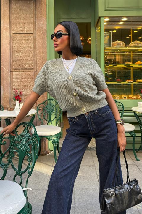 Asterya Gold Düğmeli Triko Hırka 5182