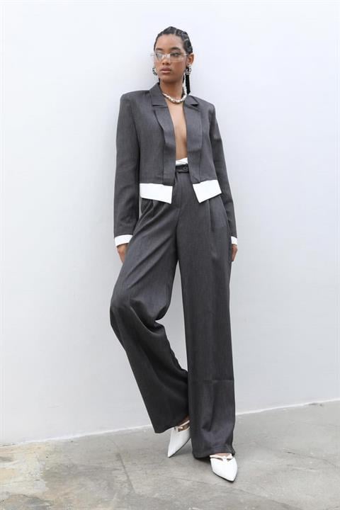 Audrey Crop Ceket Takım 9678-24 ANTRASİT L