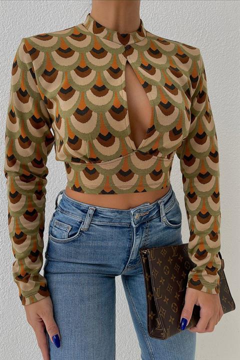 Autumn Cut Out Bluz 3018-08 YEŞİL L