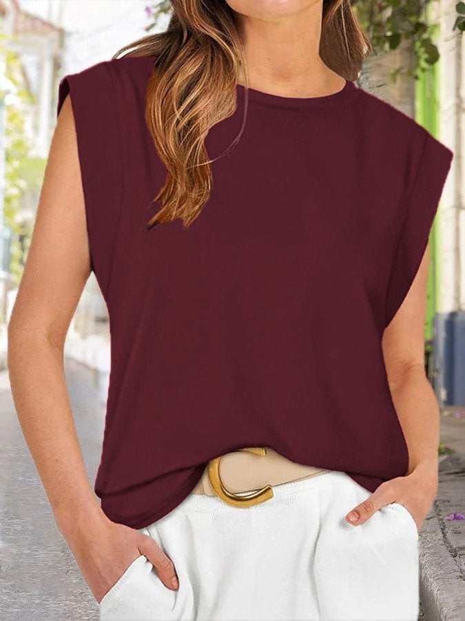 Women's Short-Sleeve Crew Neck Viscose Blouse, 25175