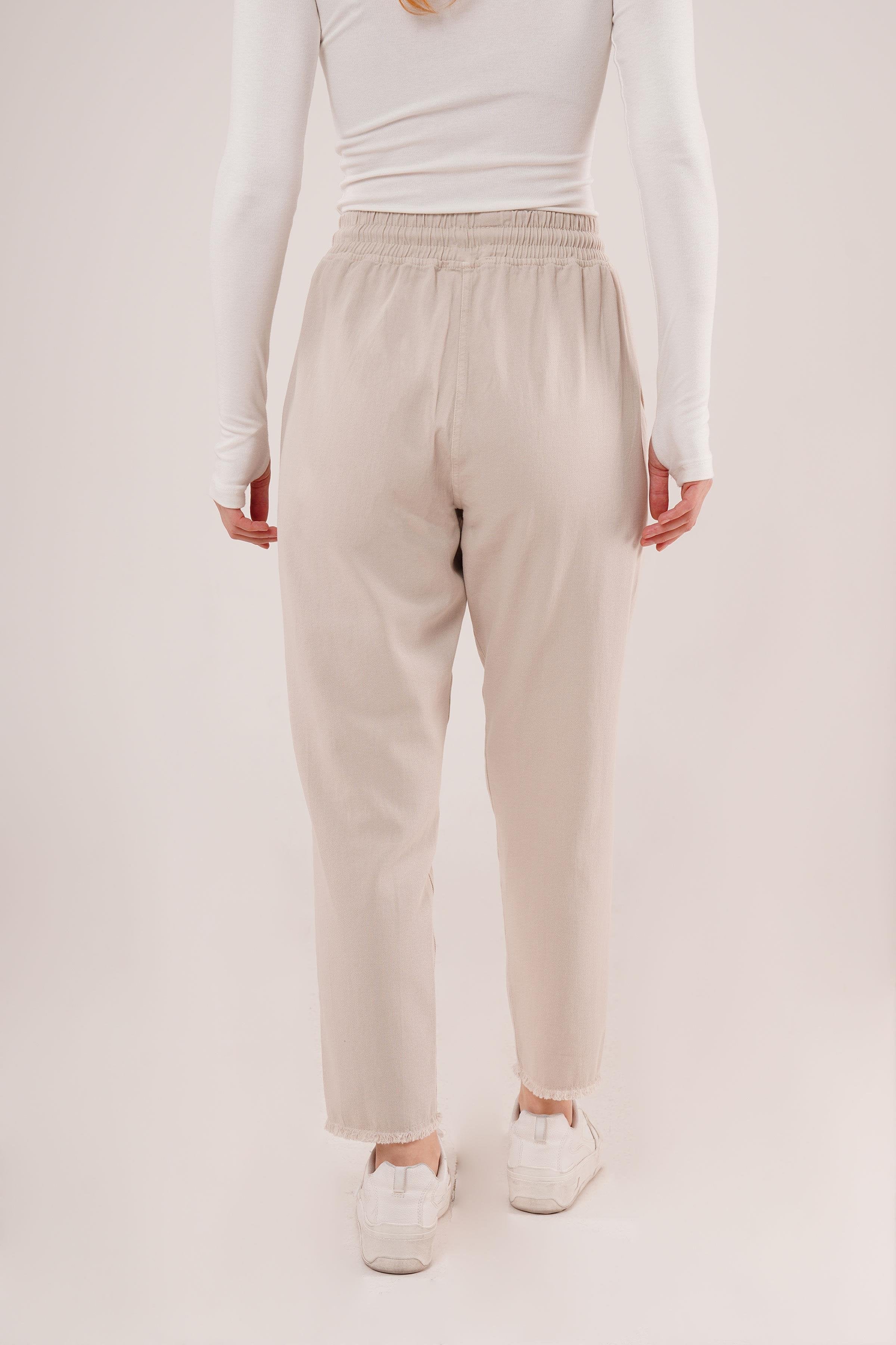 Bağlama Detaylı Cepli Toptan Krem Pantolon