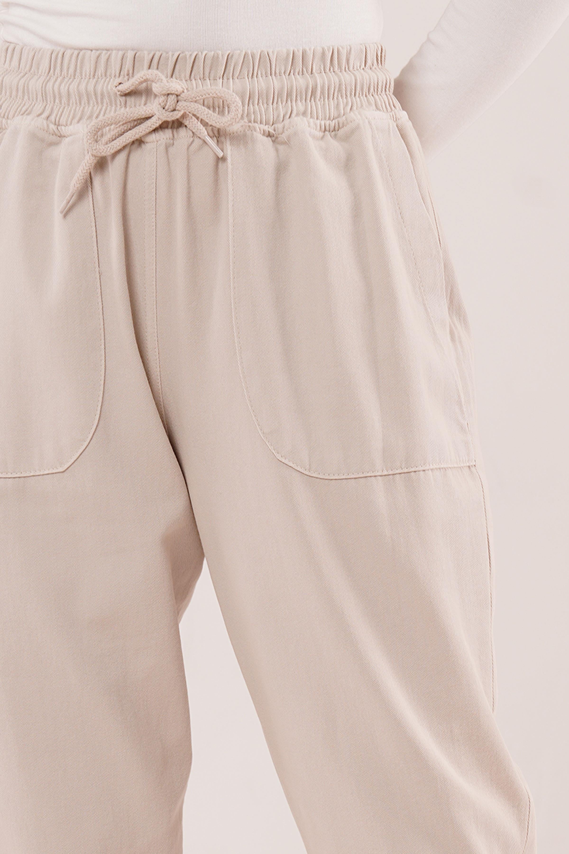 Bağlama Detaylı Cepli Toptan Krem Pantolon