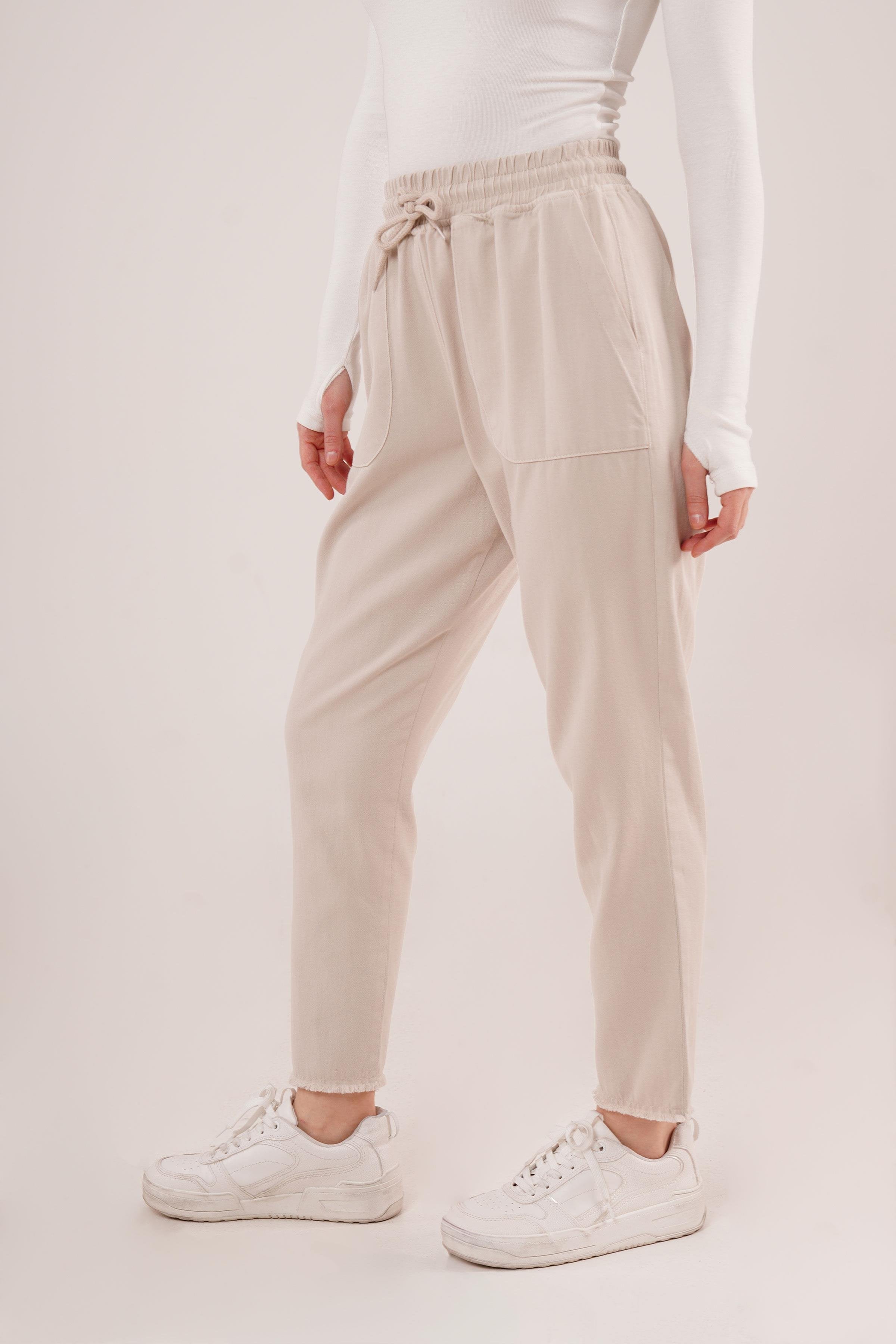 Bağlama Detaylı Cepli Toptan Krem Pantolon