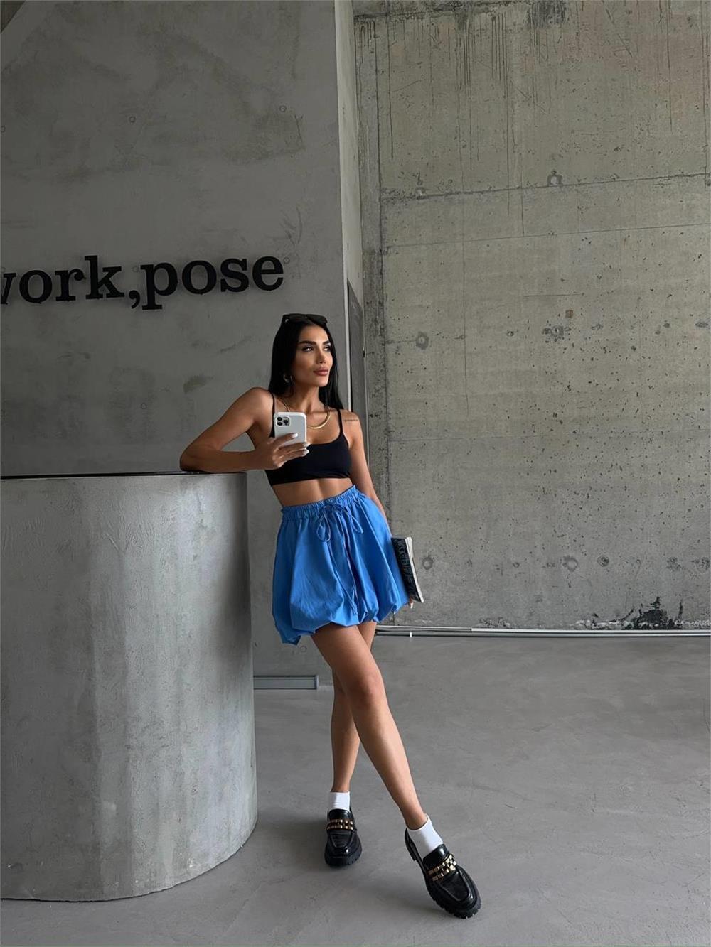 BALON ETEK POPLİN - Mavi