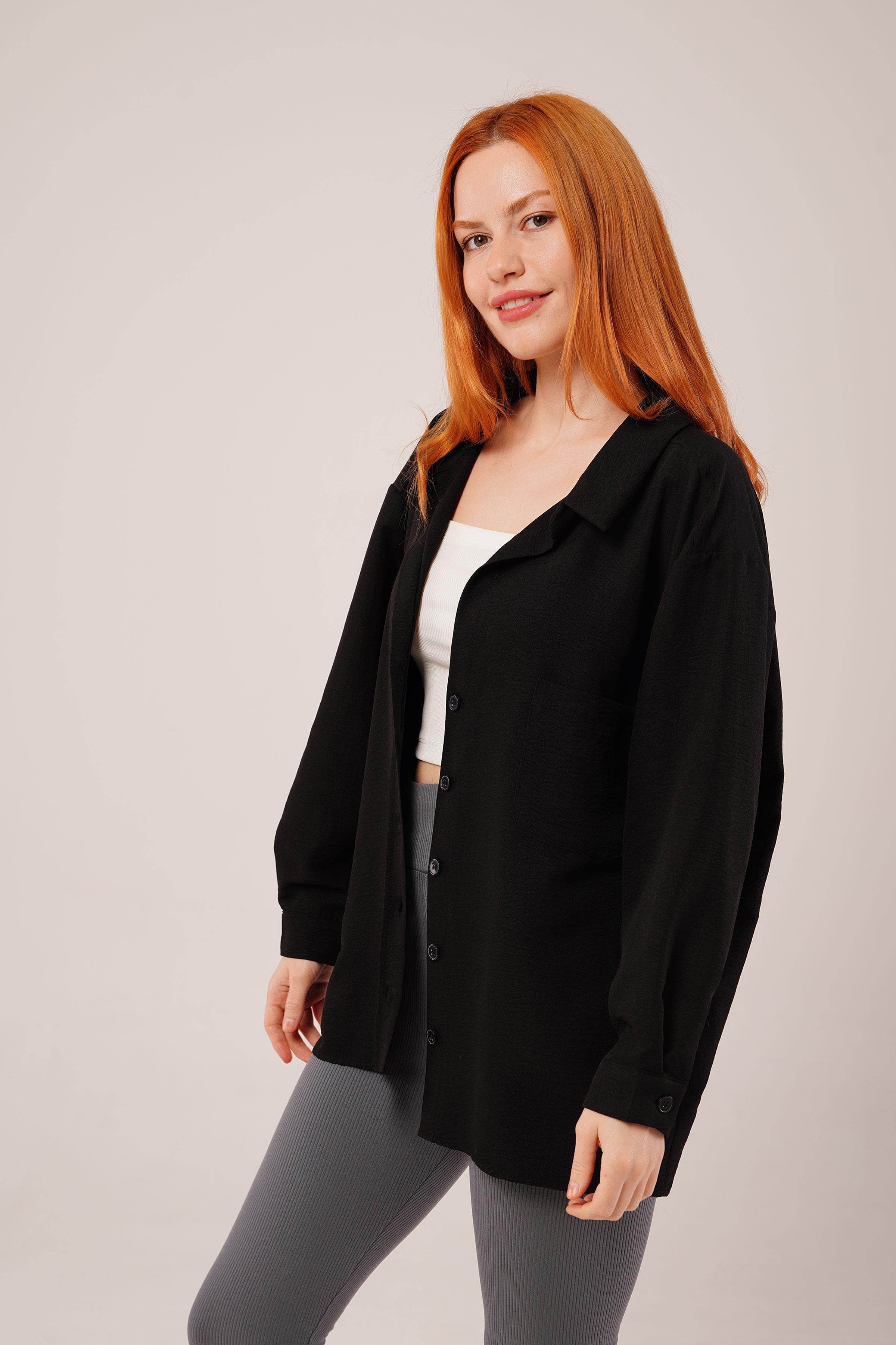 Basic Oversize Siyah Toptan Gömlek Bej STD
