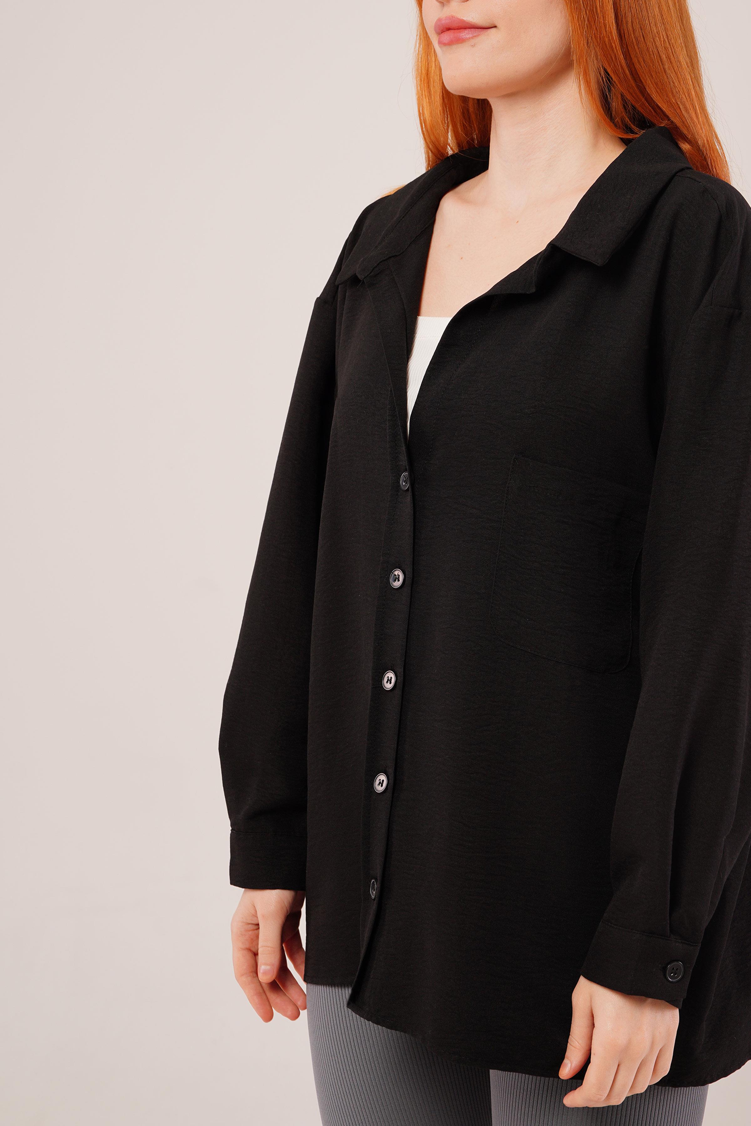 Basic Oversize Siyah Toptan Gömlek