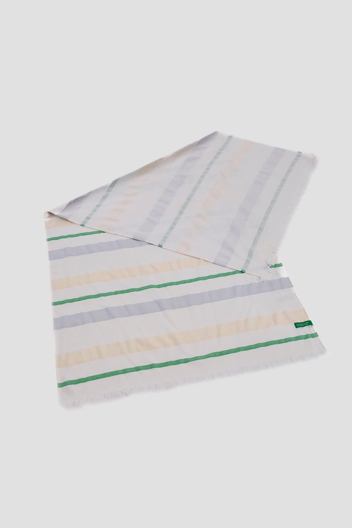 Be-0199  %100 Pamuk Yeşil-Bej-Gri 80X165 Cm Hamam Havlusu