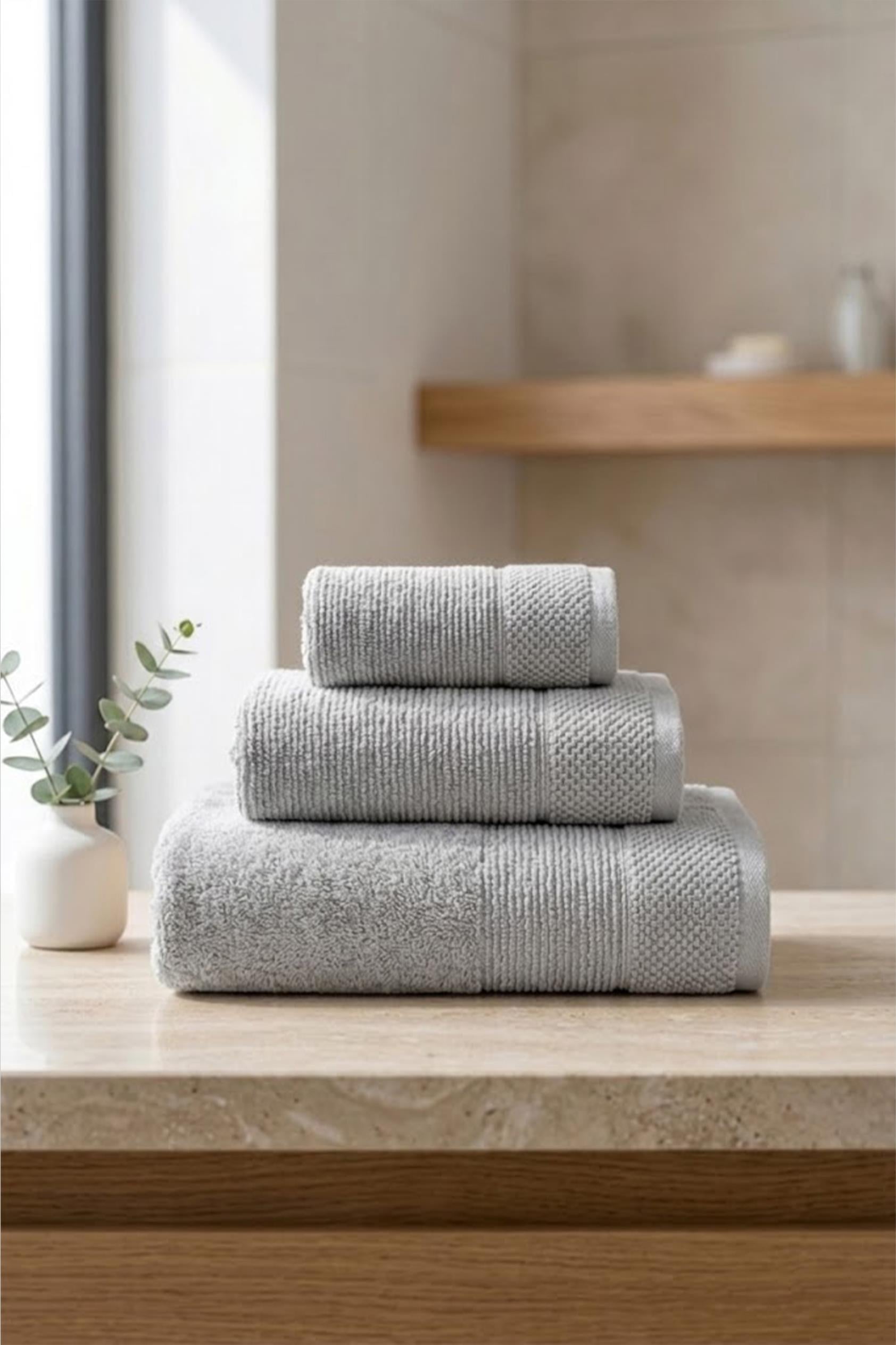Be-0829-Gy  %100 Pamuk Gri 70X140 Cm Banyo Havlusu