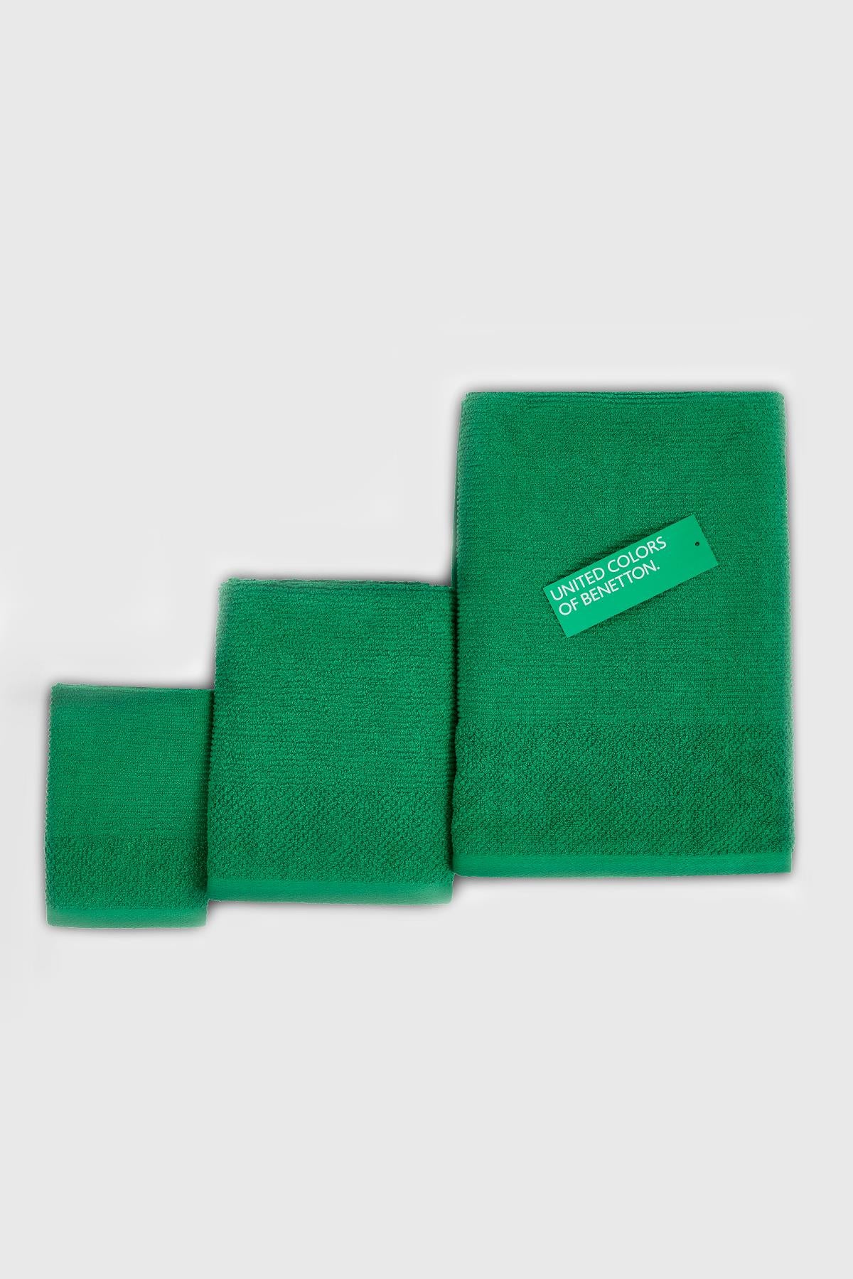 Be-0829St-Gr  %100 Pamuk Yeşil 3 Lü Set, 30X50 Cm, 50X90 Cm, 70X140 Cm Havlu Seti