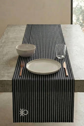 Be-28458-Bk %100 Pamuk Siyah Çizgili 40*140 Cm Runner