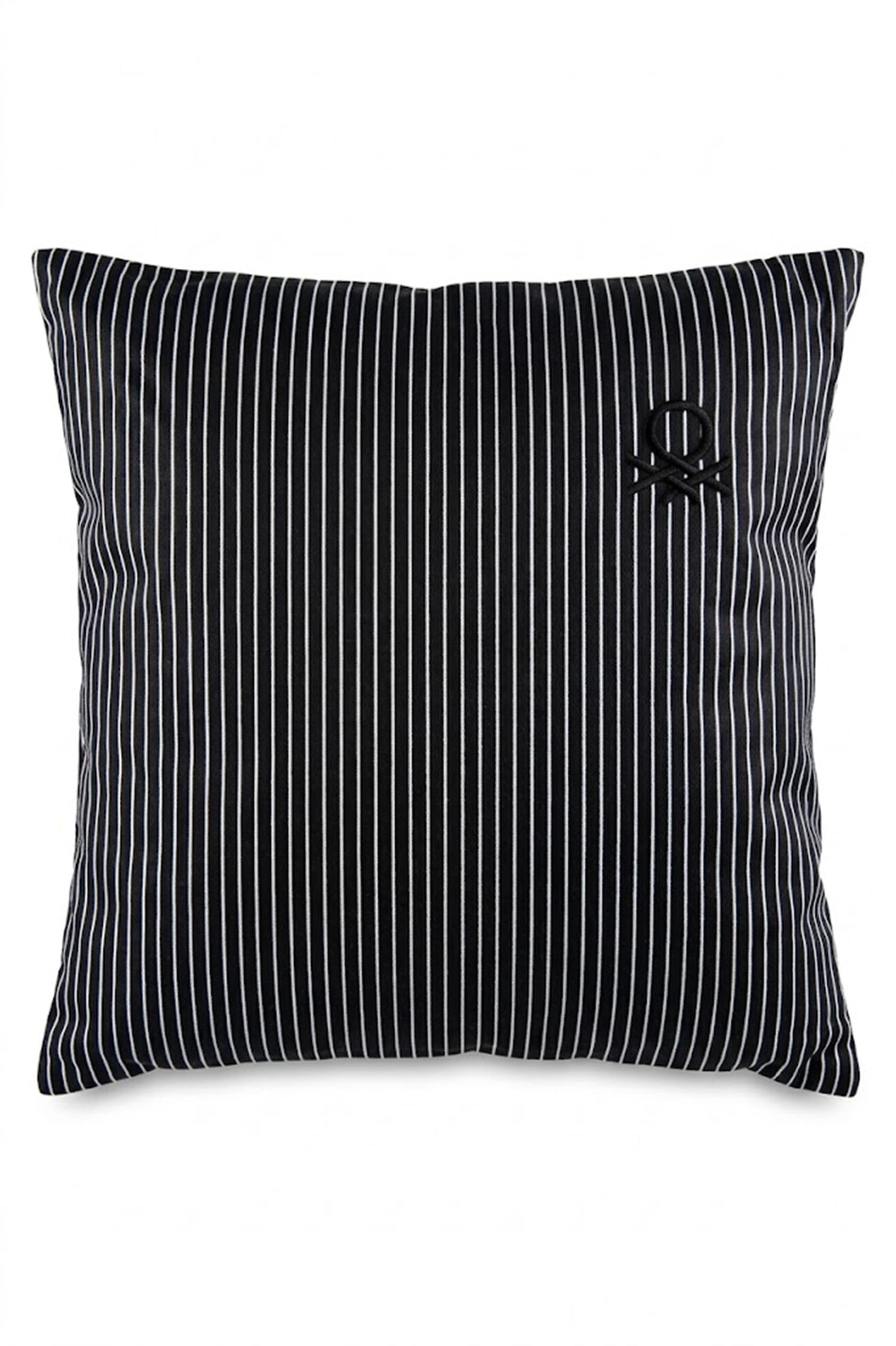Be-28464-Bk  100% Pamuk 45*45 Cm Çizgili Kırlent Dolu Siyah Çizgili