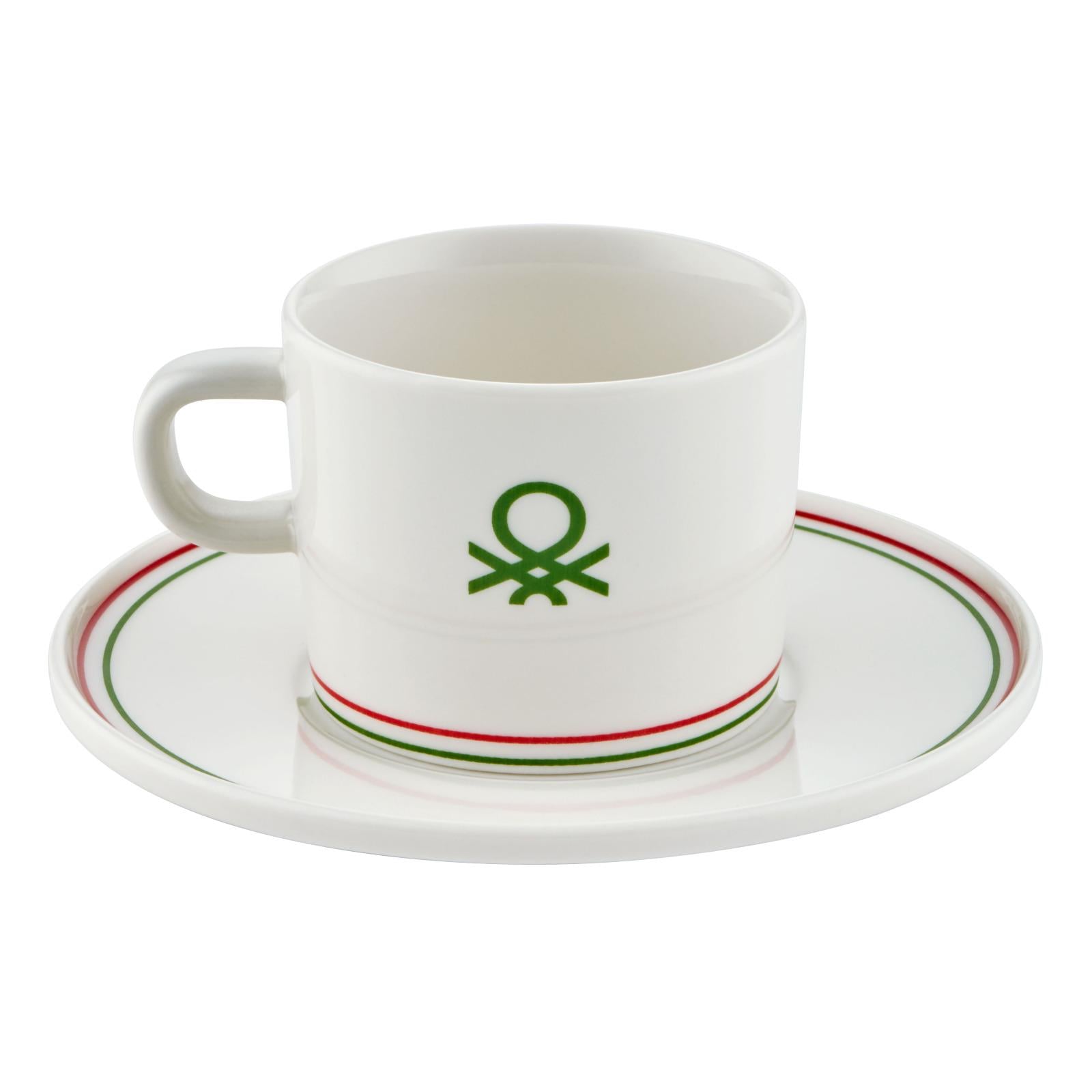 Benetton Seramik Çok Renkli 2 li Nescafe 4 Parça  Fincanı Takımı