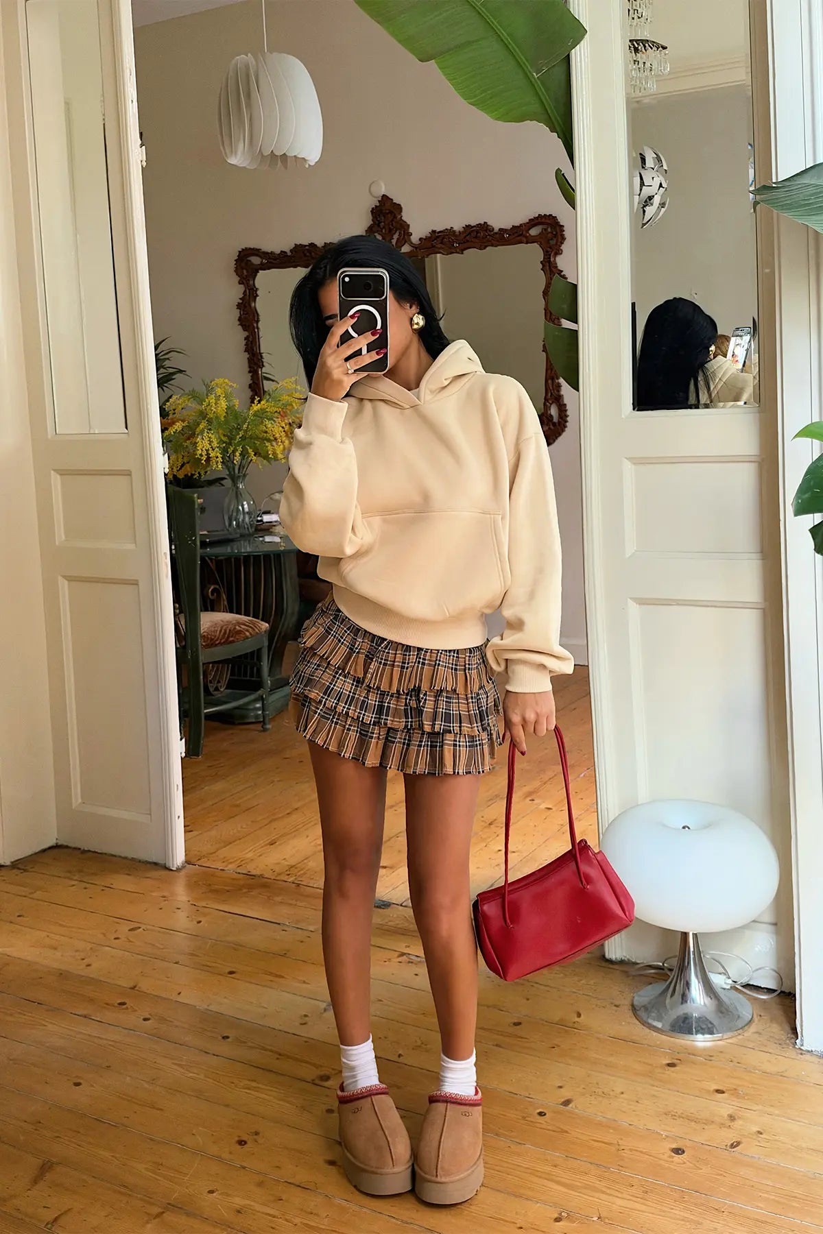 Bej Basic Kapşonlu Sweat